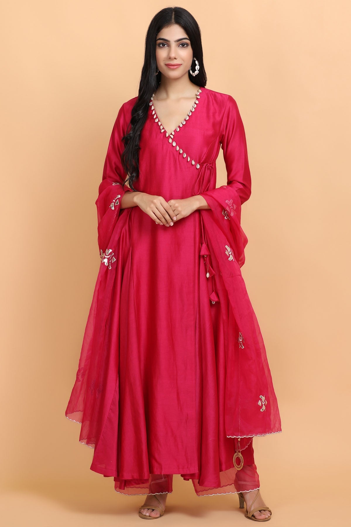 Buy Arpita SulakshanaHot Pink Cowrie Angrakha Set