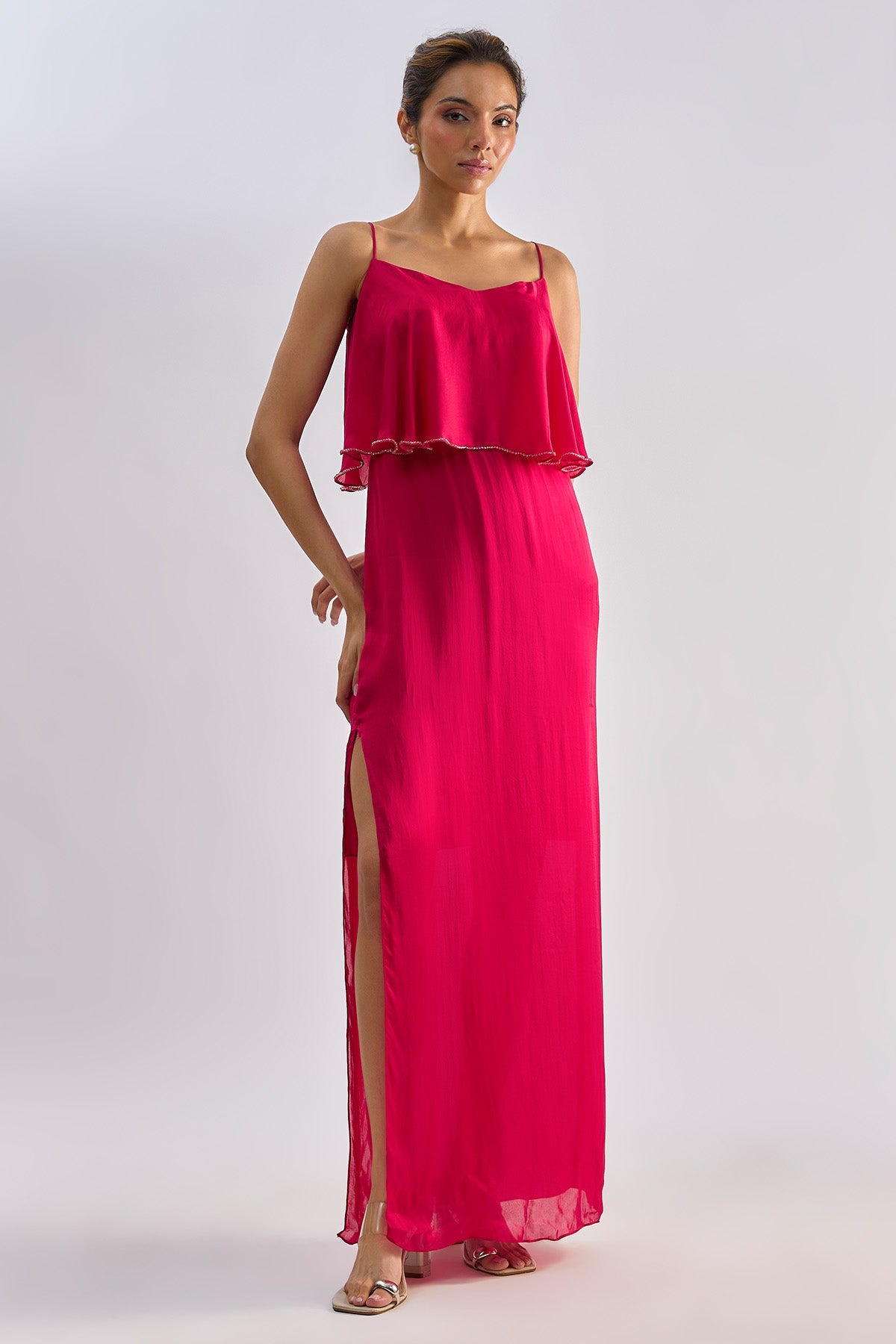 Buy Hot Pink Embellished Slip Dress for women by Emblaze online available at scrollnshops