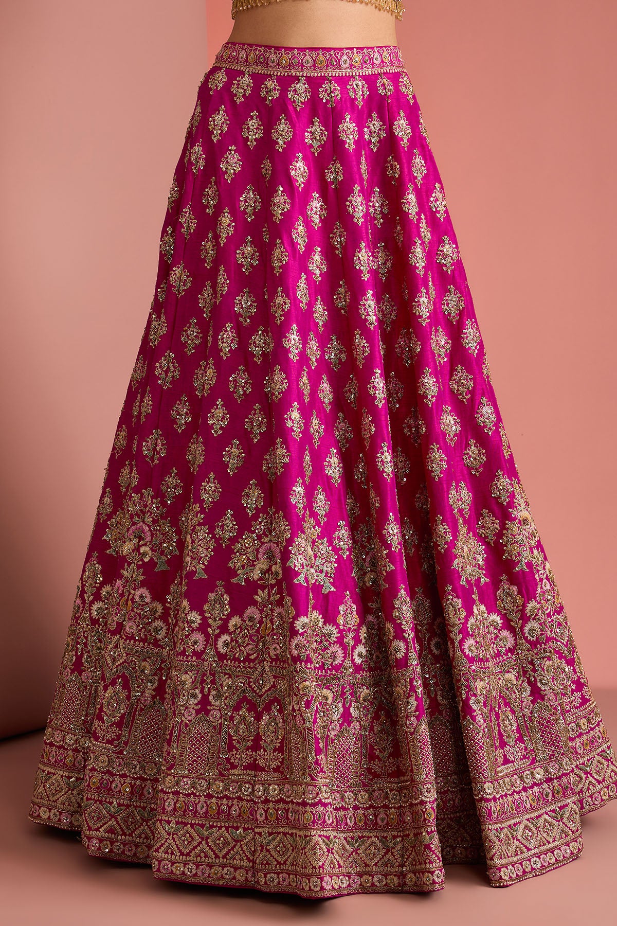 Hot Pink Embroidery Lehenga Set