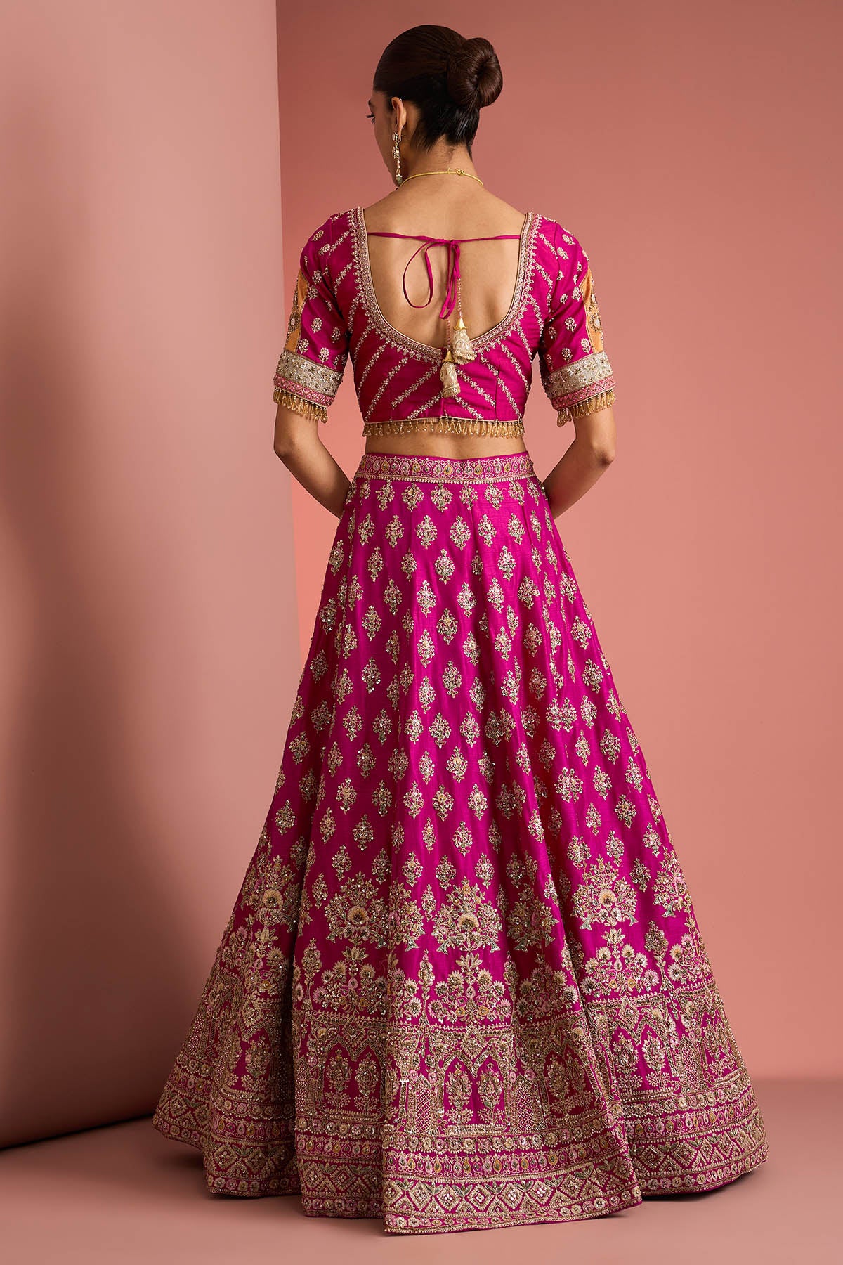 Hot Pink Embroidery Lehenga Set