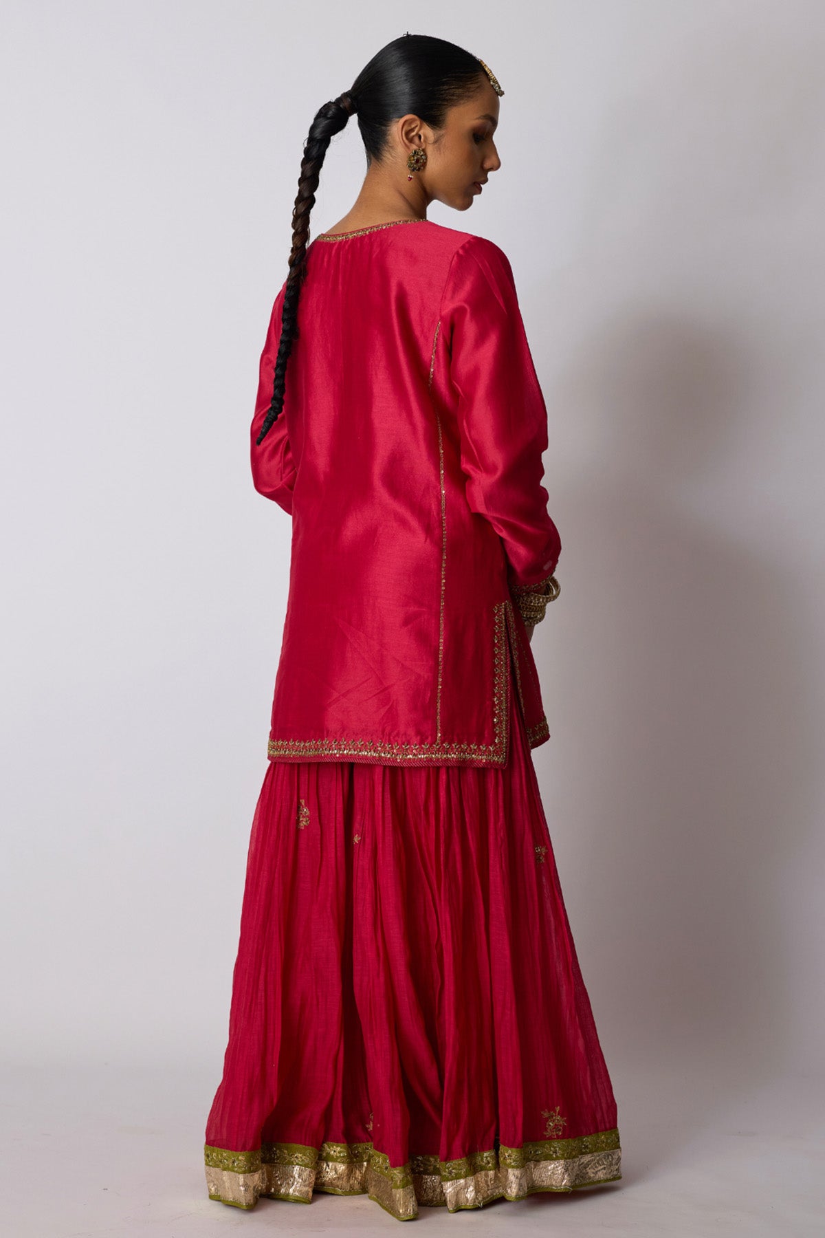 Hot Pink Zardozi Sharara Set