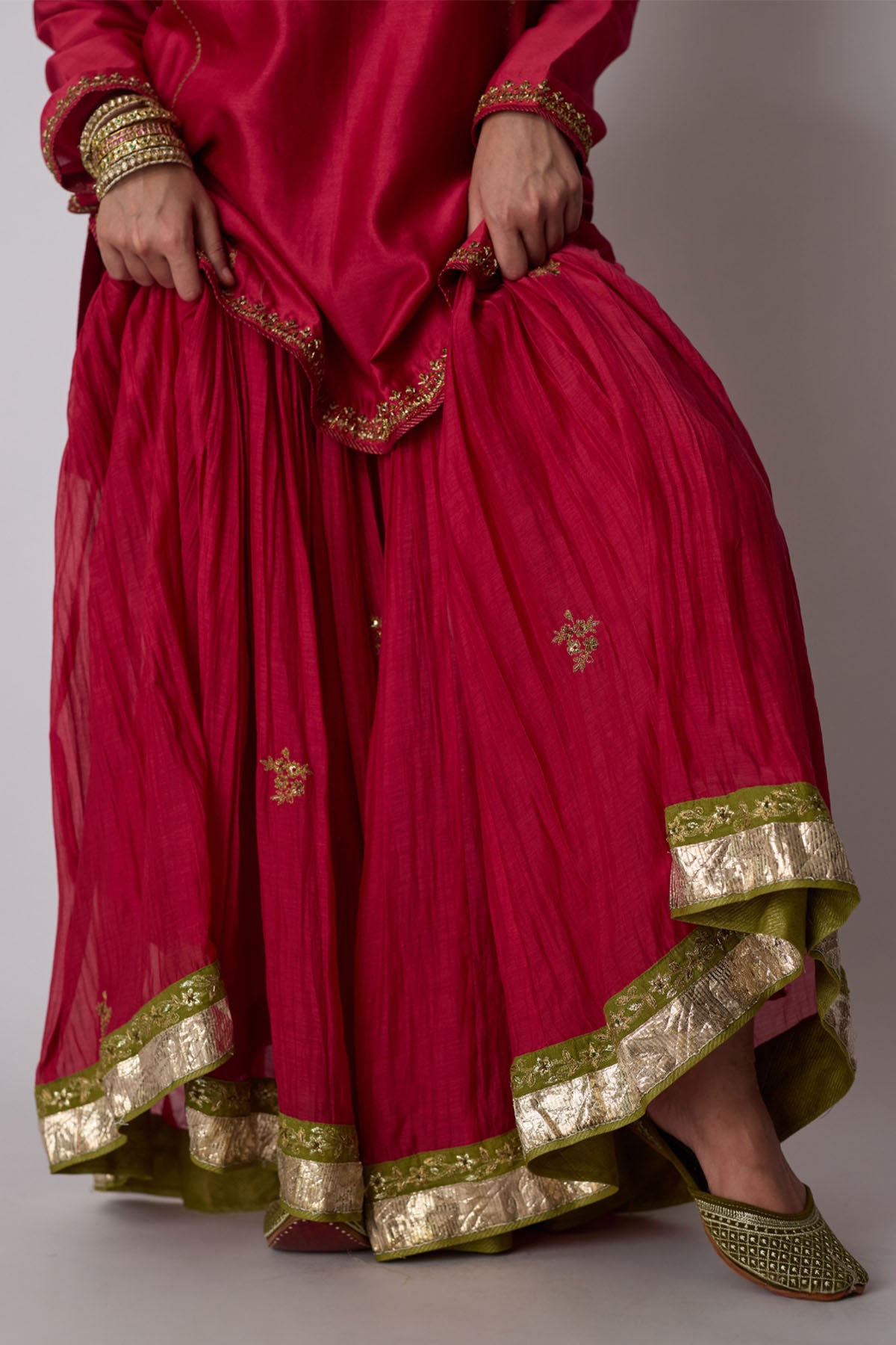 Hot Pink Zardozi Sharara Set