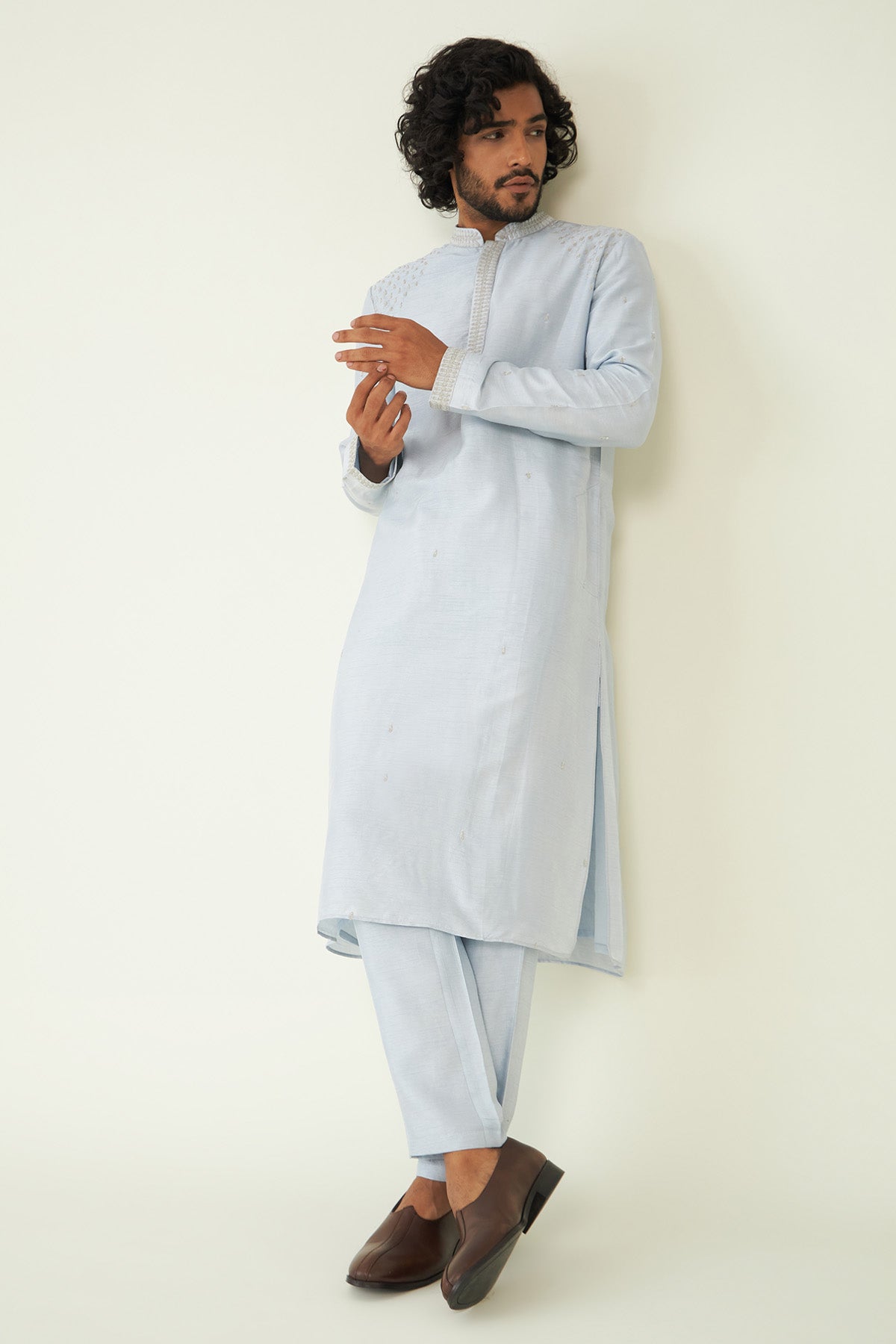 Ice Blue Dori & Zardozi Kurta Set