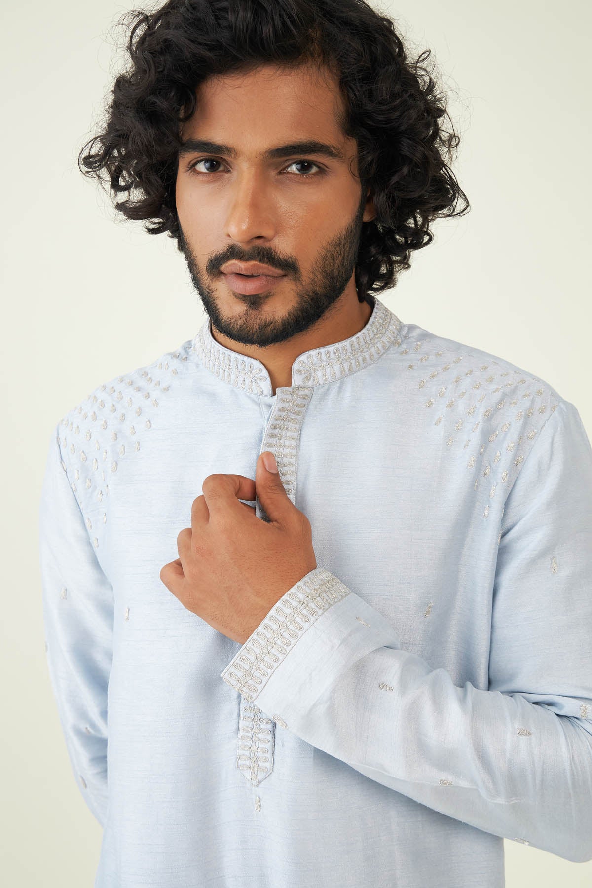 Ice Blue Dori & Zardozi Kurta Set