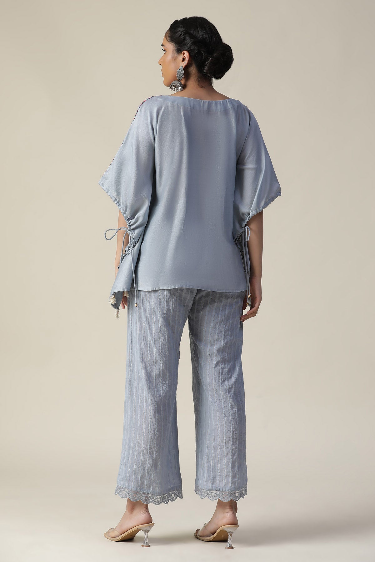 Ice Blue Embroidered Kaftan Set