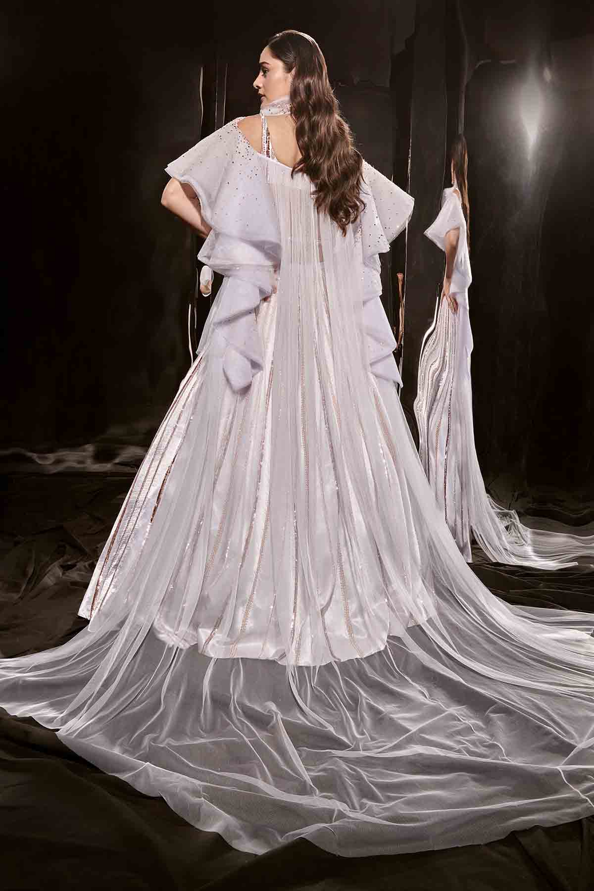 Ice Blue Embroidered Cape Set