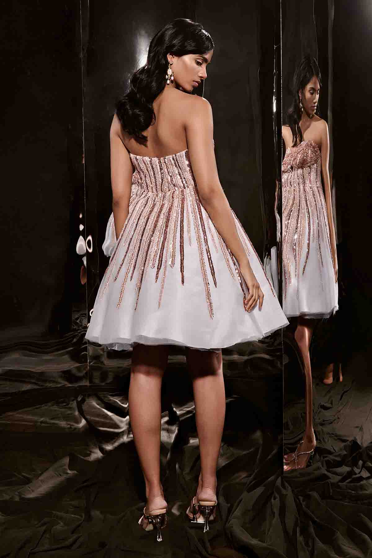 Ice Blue Embroidered Mini Dress