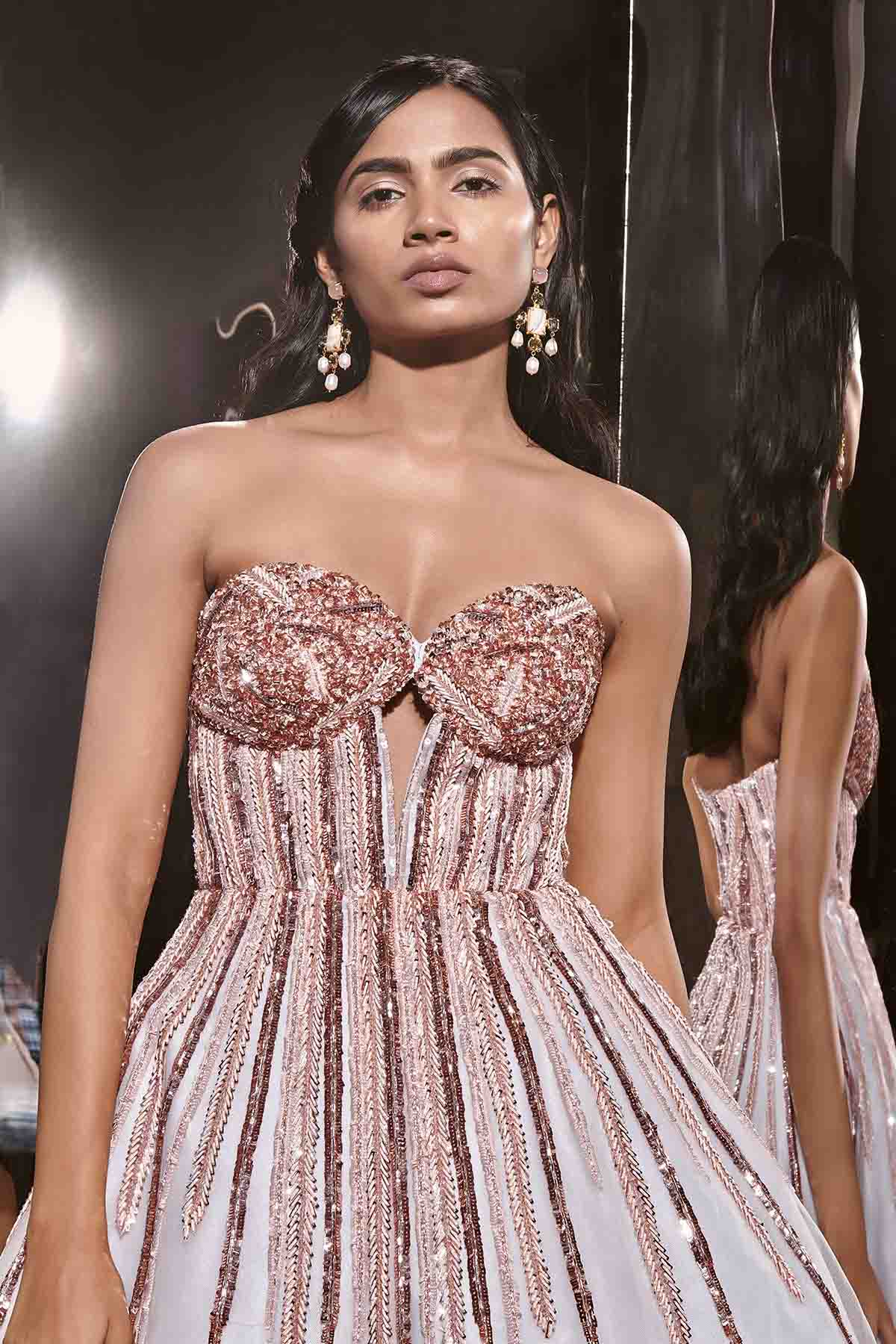 Ice Blue Embroidered Mini Dress