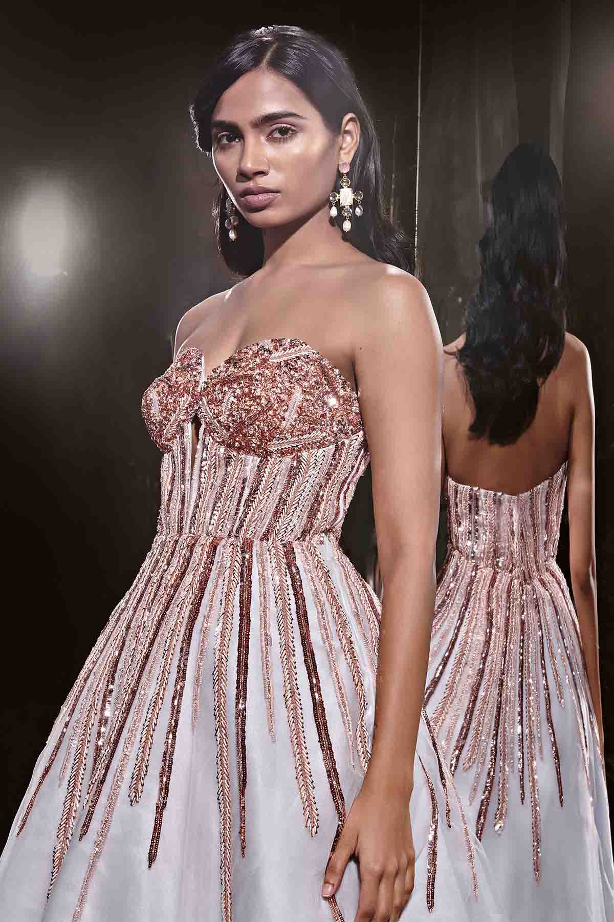 Ice Blue Embroidered Mini Dress