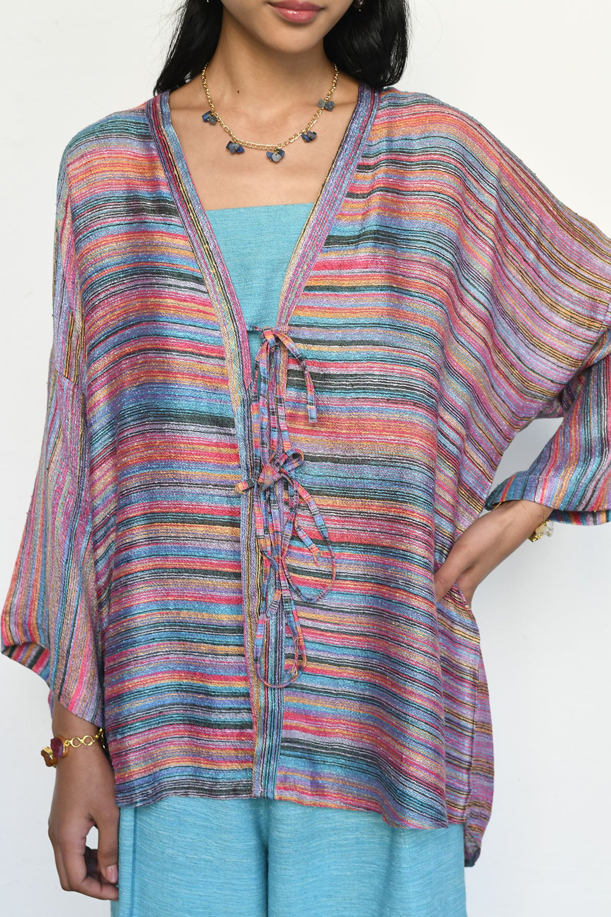 Ice Blue Linen Silk Fusion Set