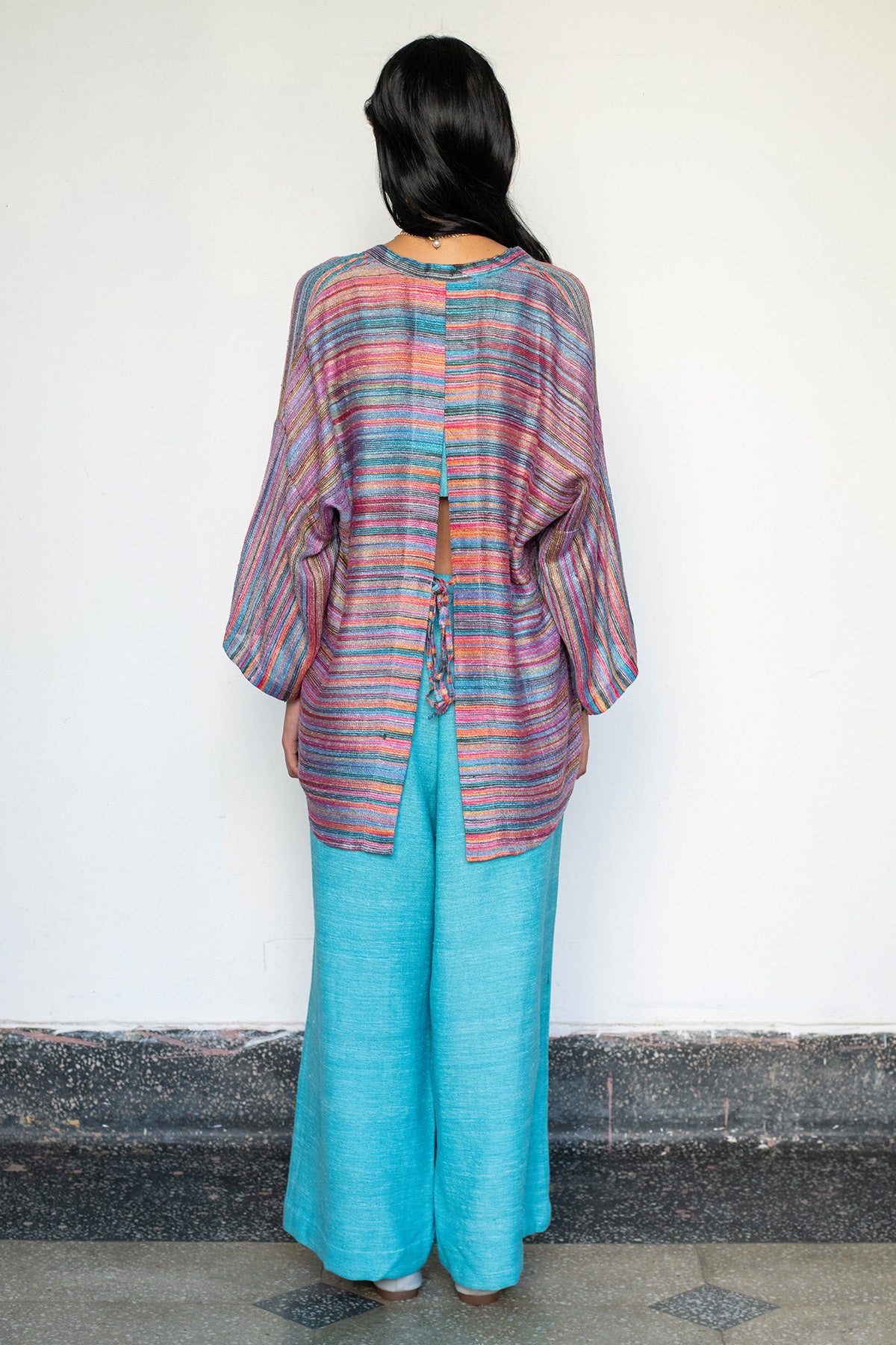 Ice Blue Linen Silk Fusion Set