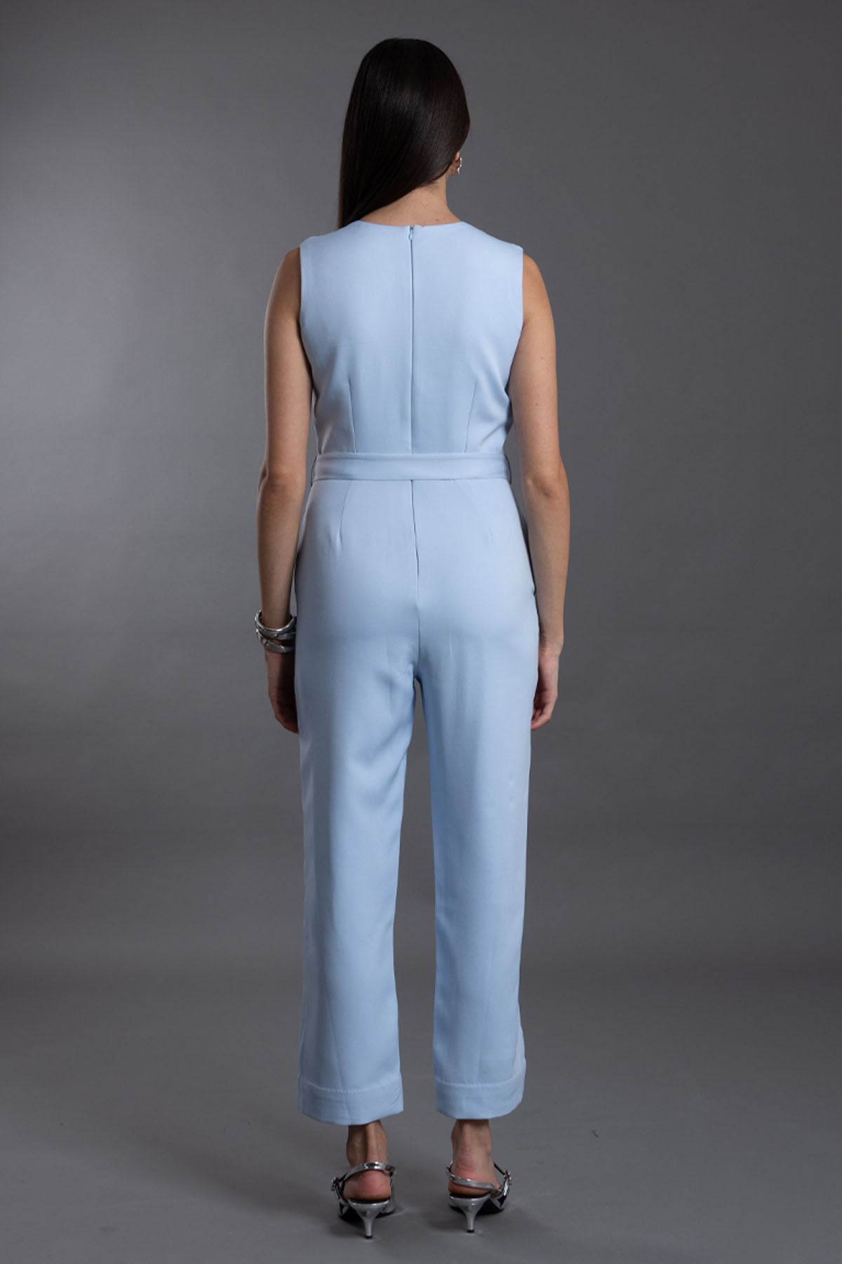 Ice Blue Sleeveless Jumpsuit