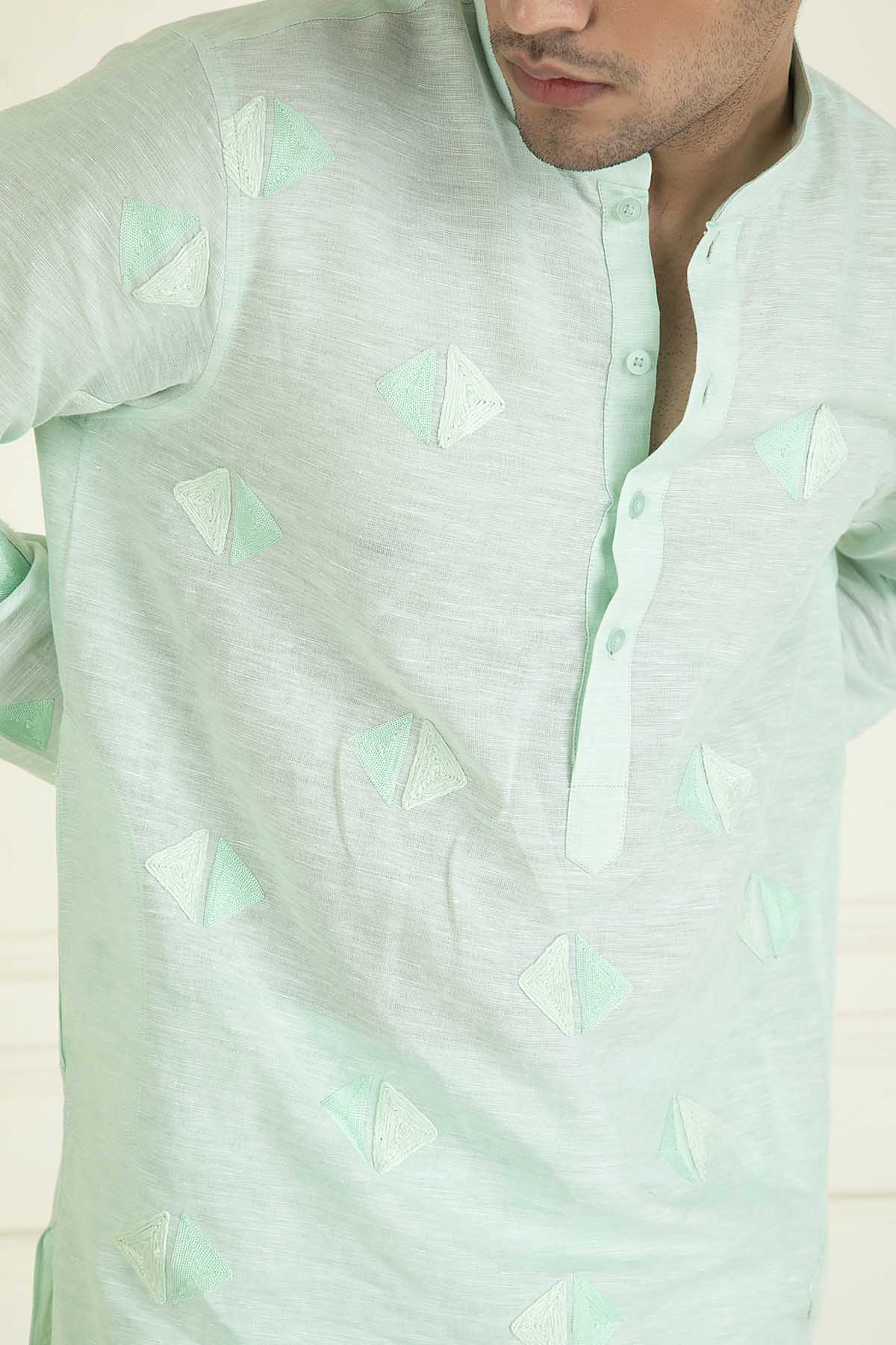 Icy Mint Embroidered Kurta Set