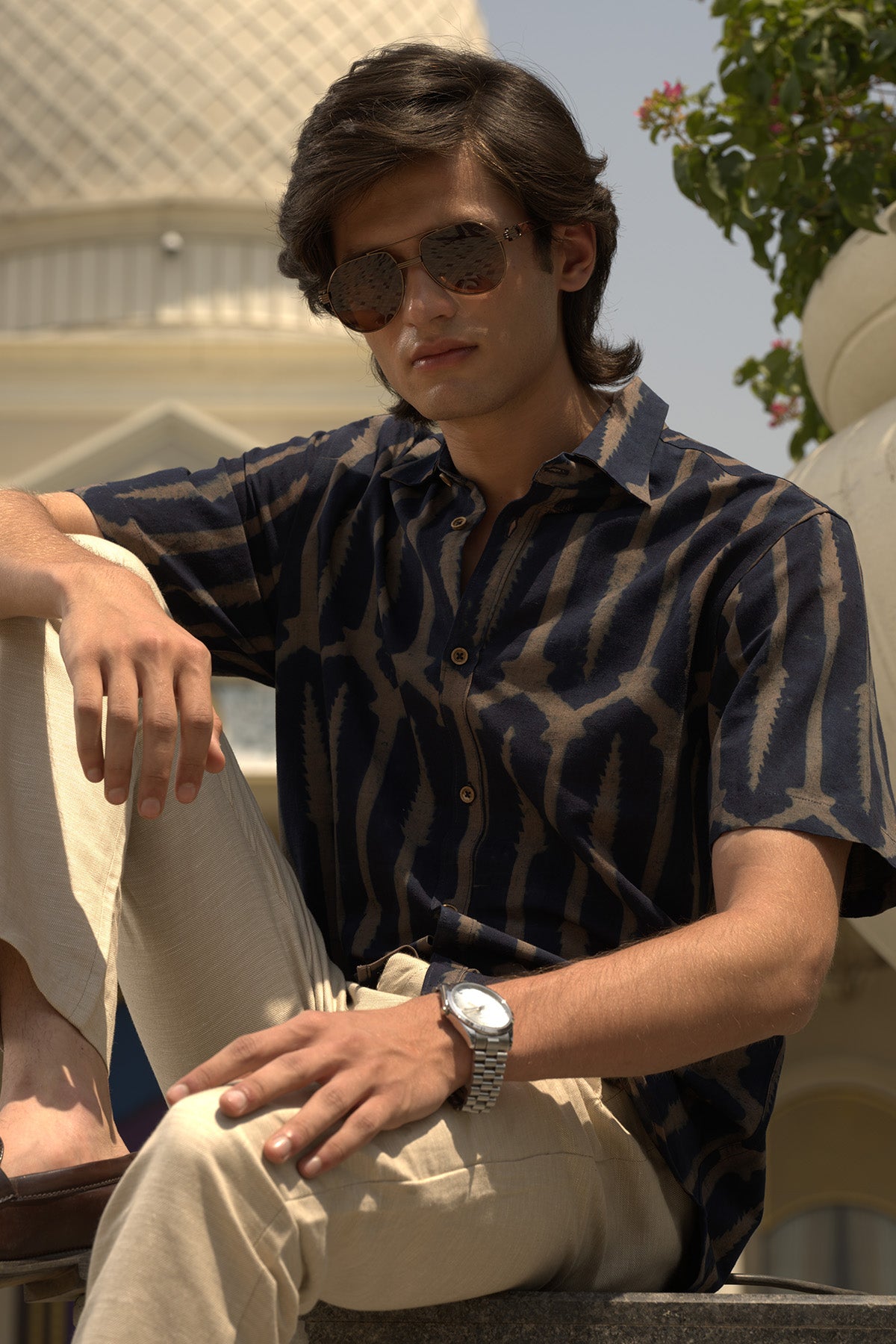 Indigo Blue Block Printed Shirt