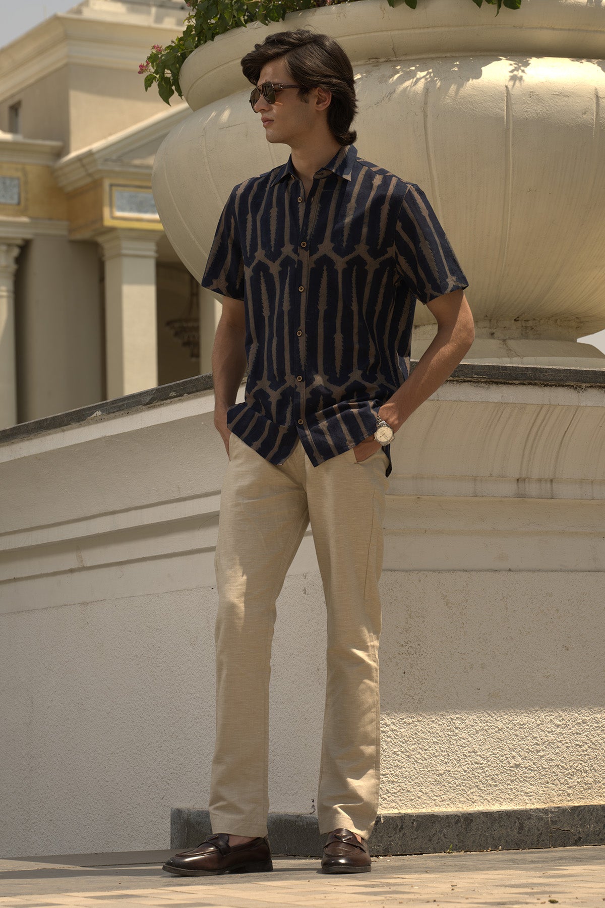 Indigo Blue Block Printed Shirt
