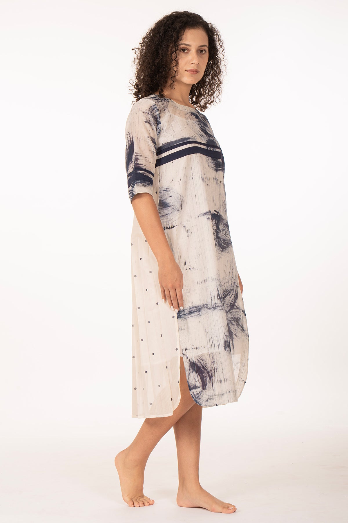Indigo Blue Chanderi Midi Dress
