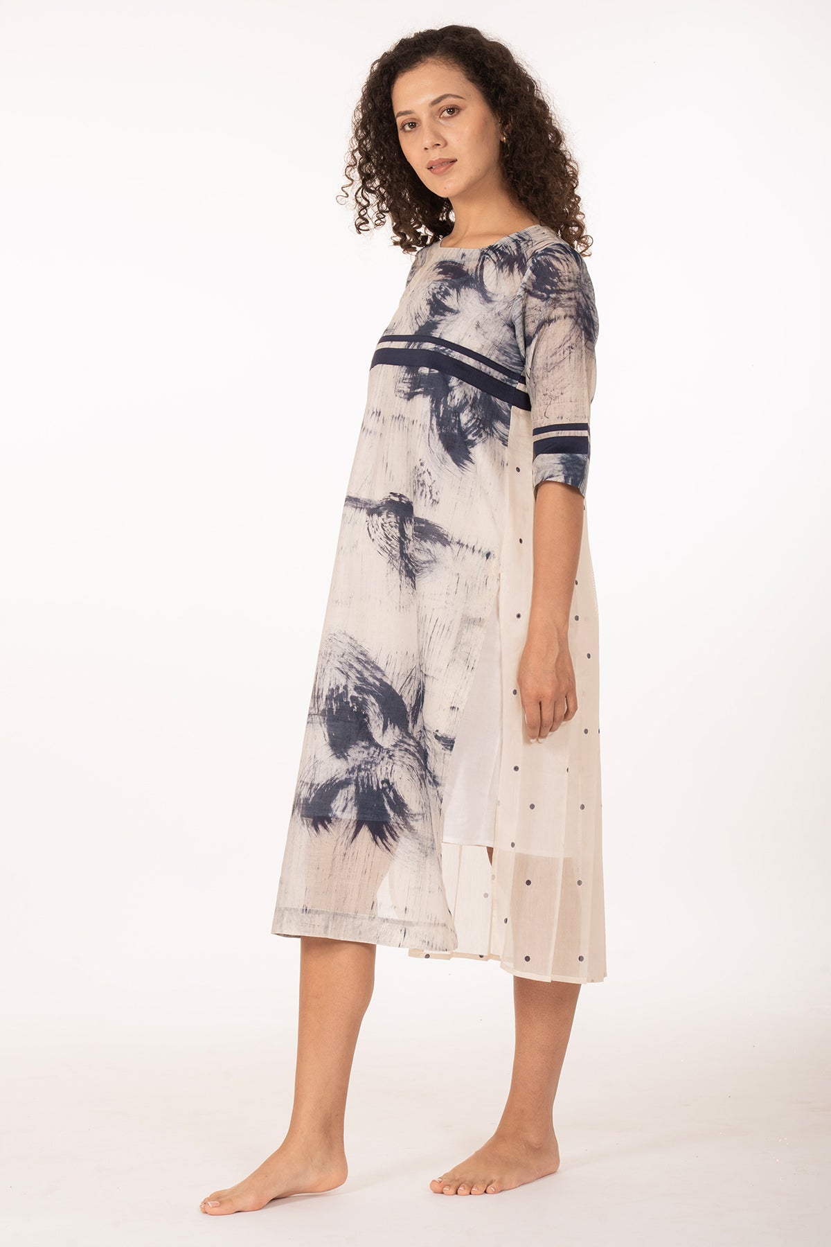 Indigo Blue Chanderi Midi Dress
