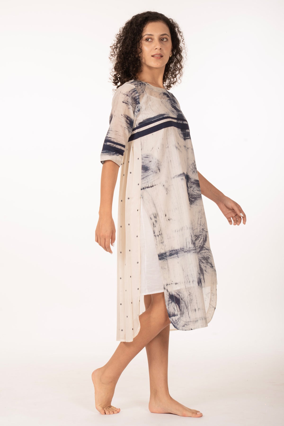 Indigo Blue Chanderi Midi Dress