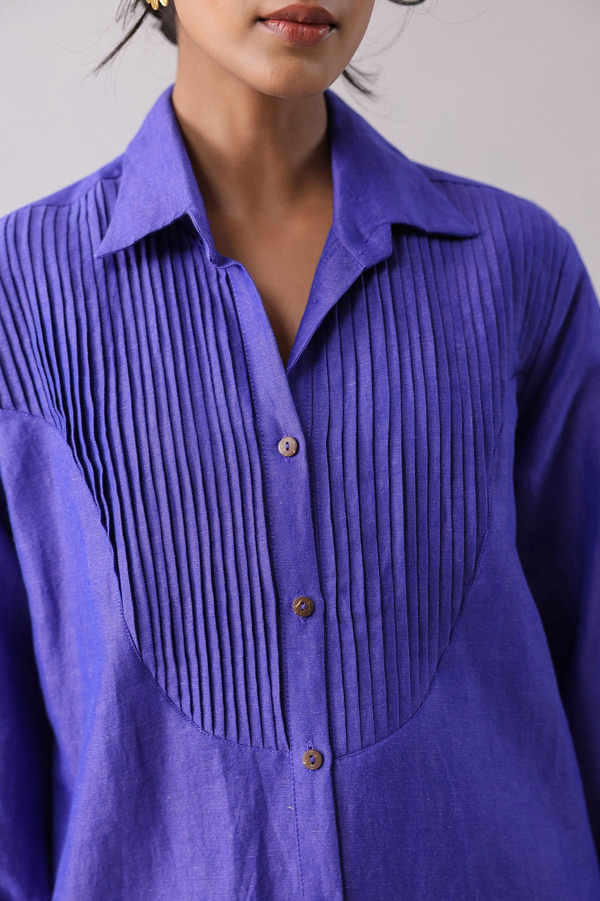 Indigo Blue Pintuck Detail Shirt
