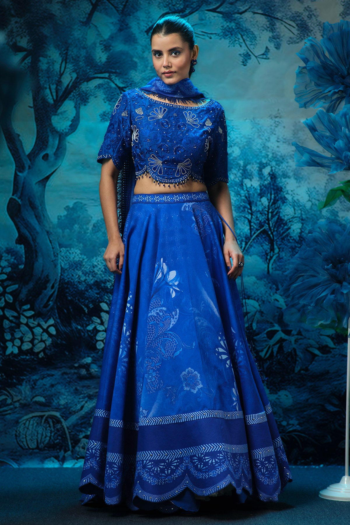 Indigo Chanderi Lehenga Set