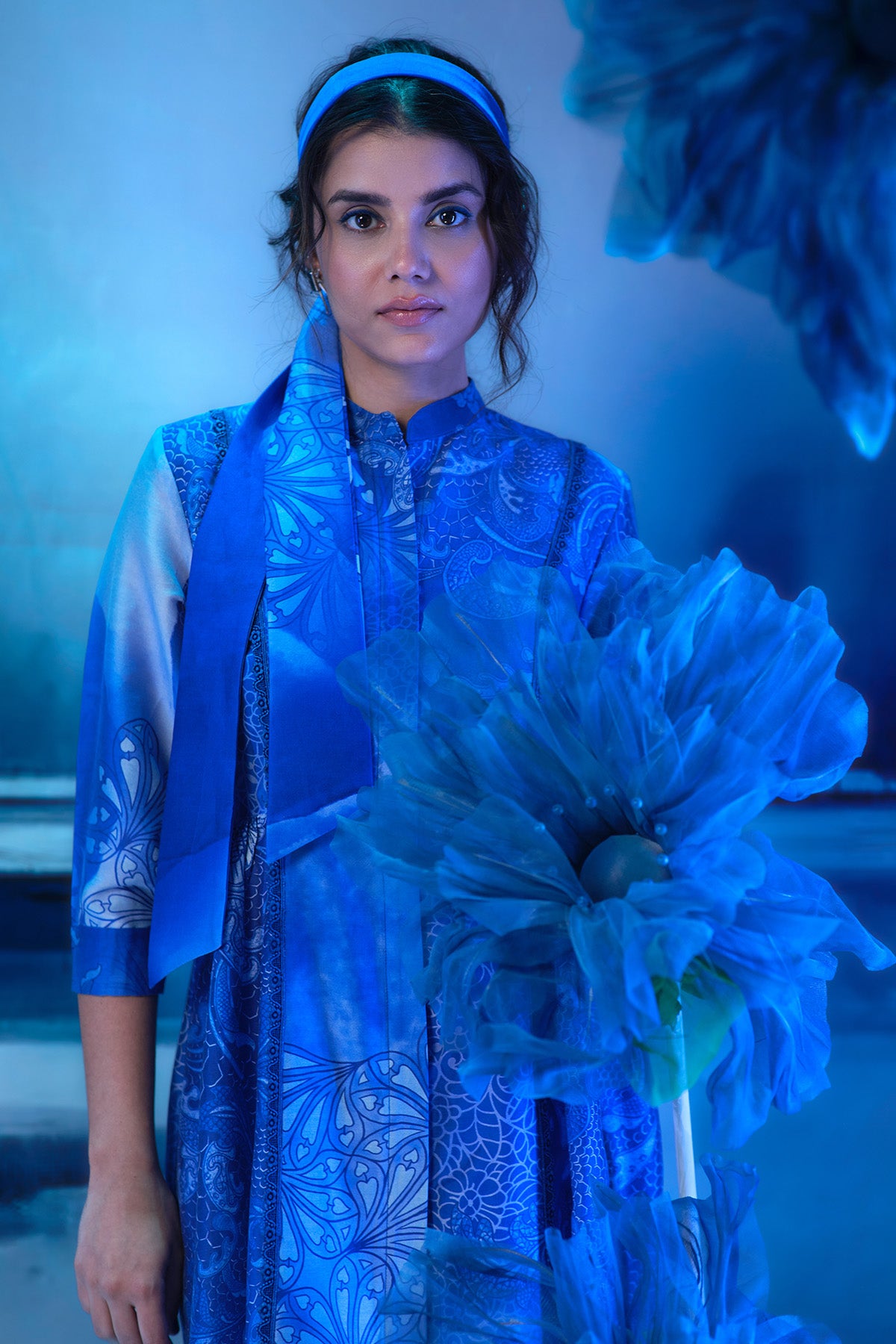 Indigo Chanderi Print Co-ord Set