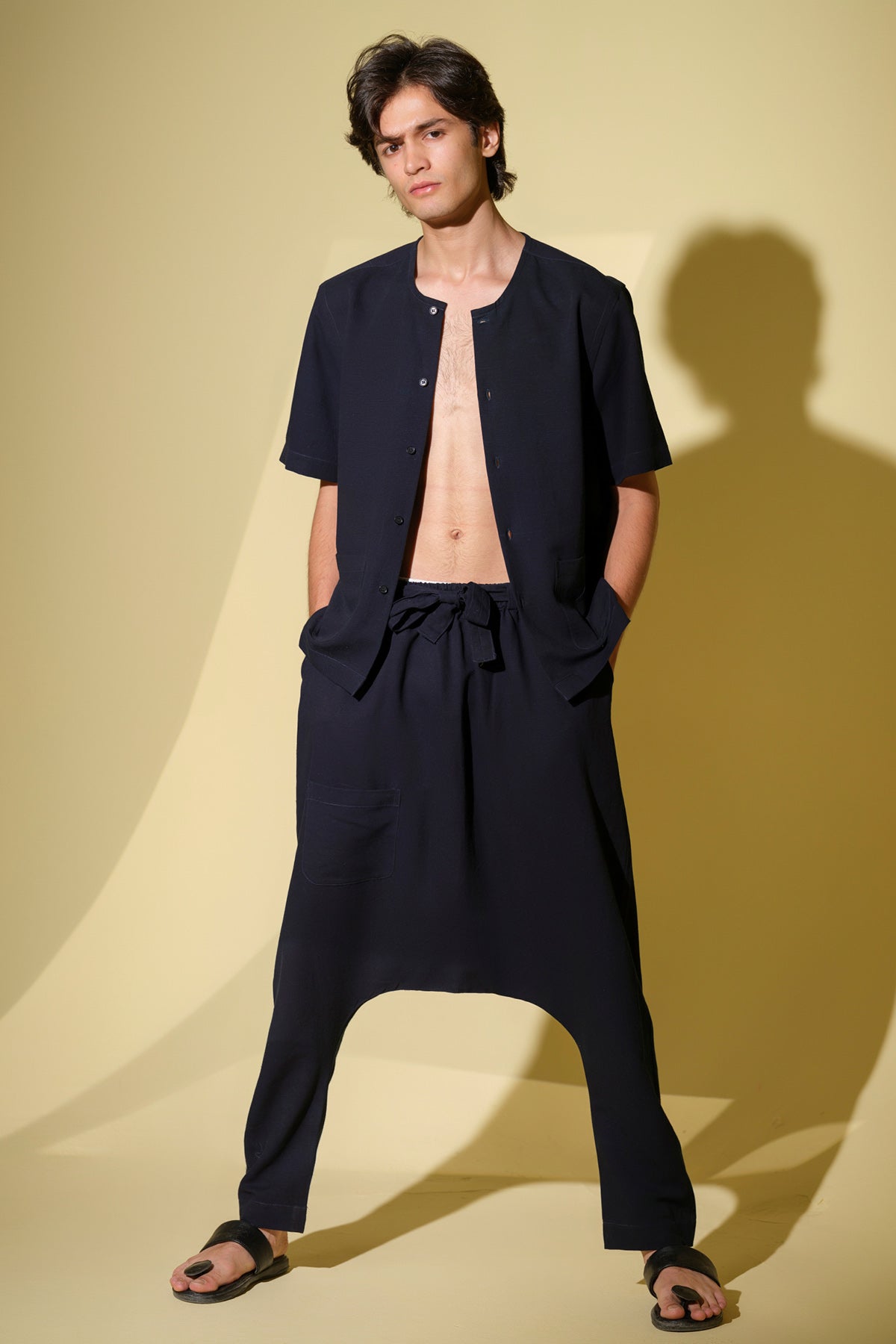 Indigo Collar Shirt & Trousers