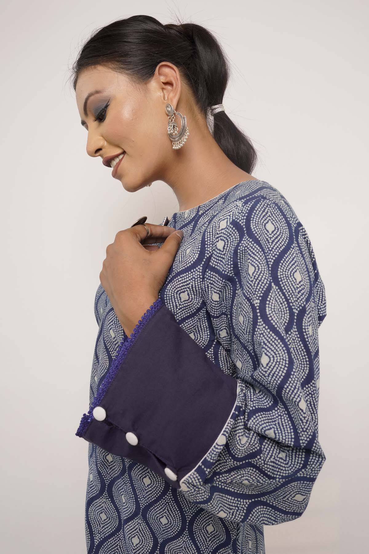 Indigo Embellished Kurta Set
