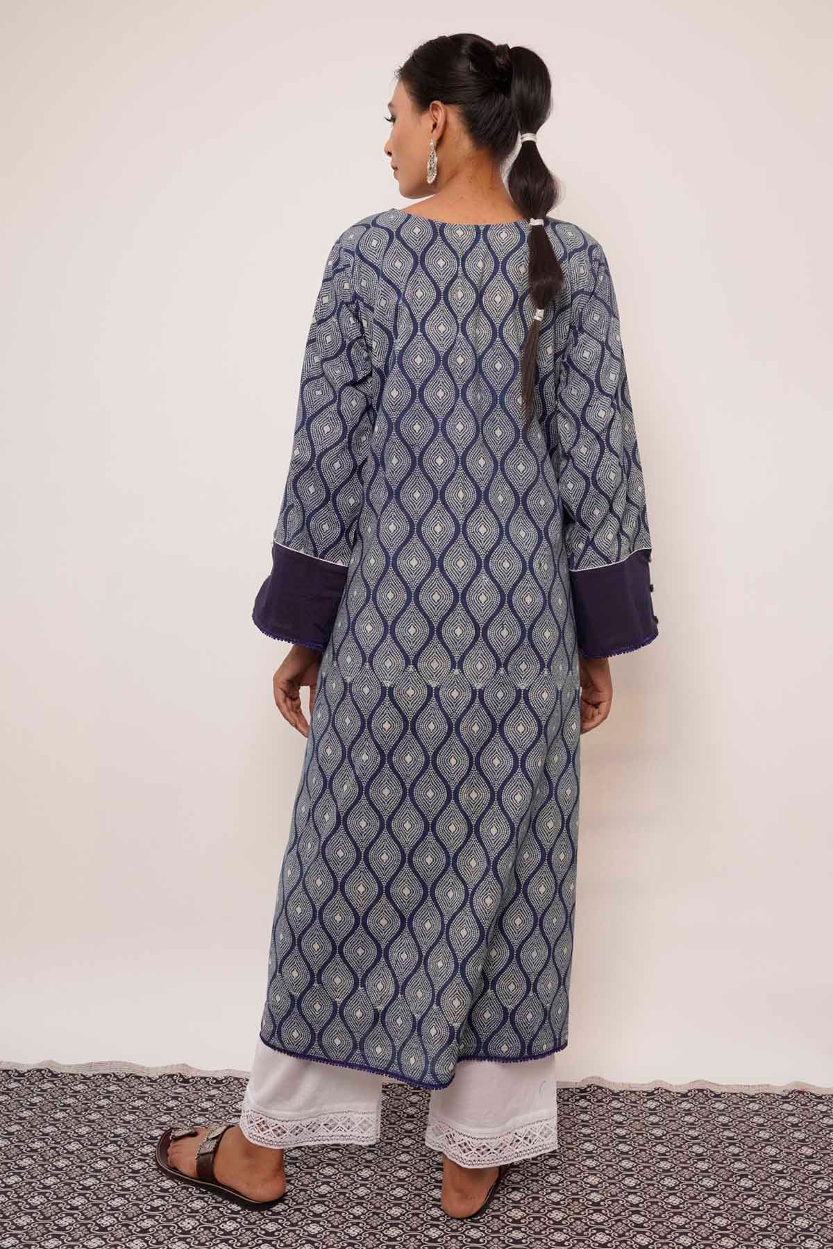Indigo Embellished Kurta Set