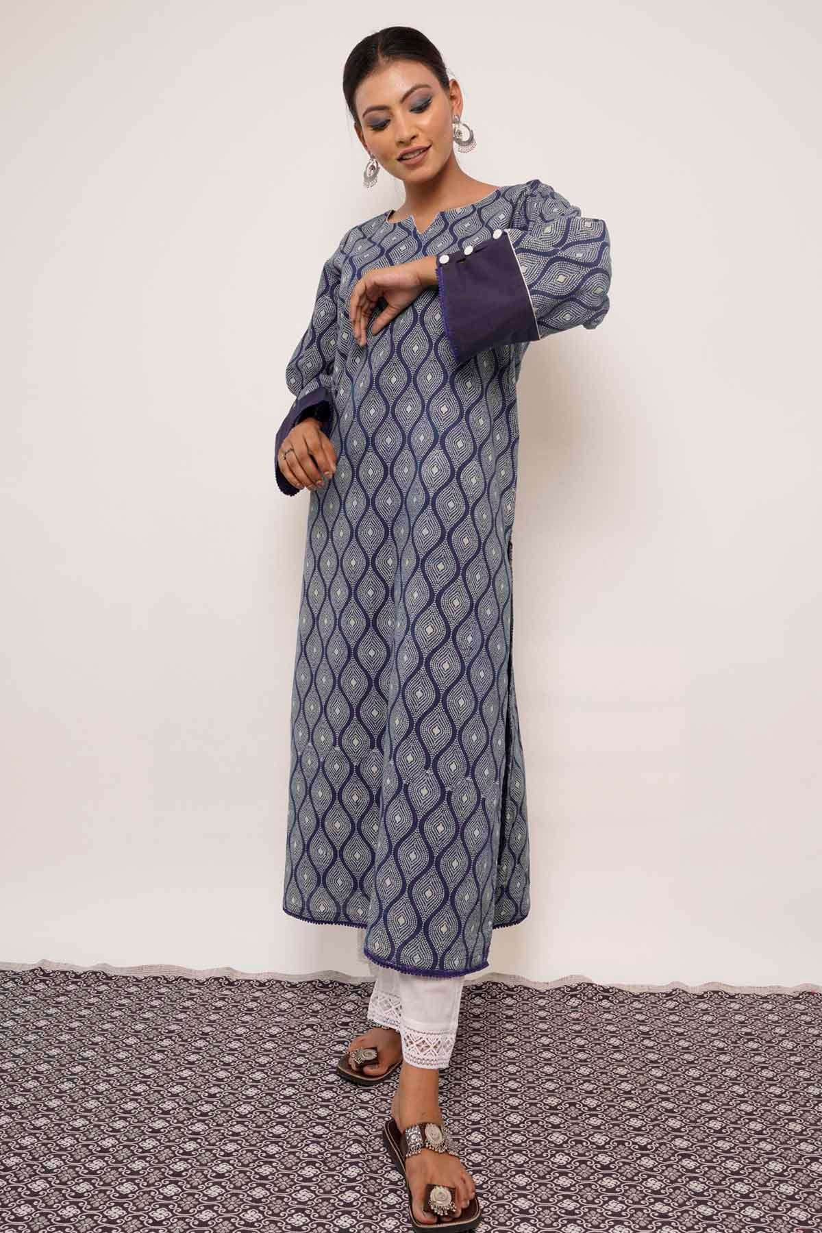 Indigo Embellished Kurta Set