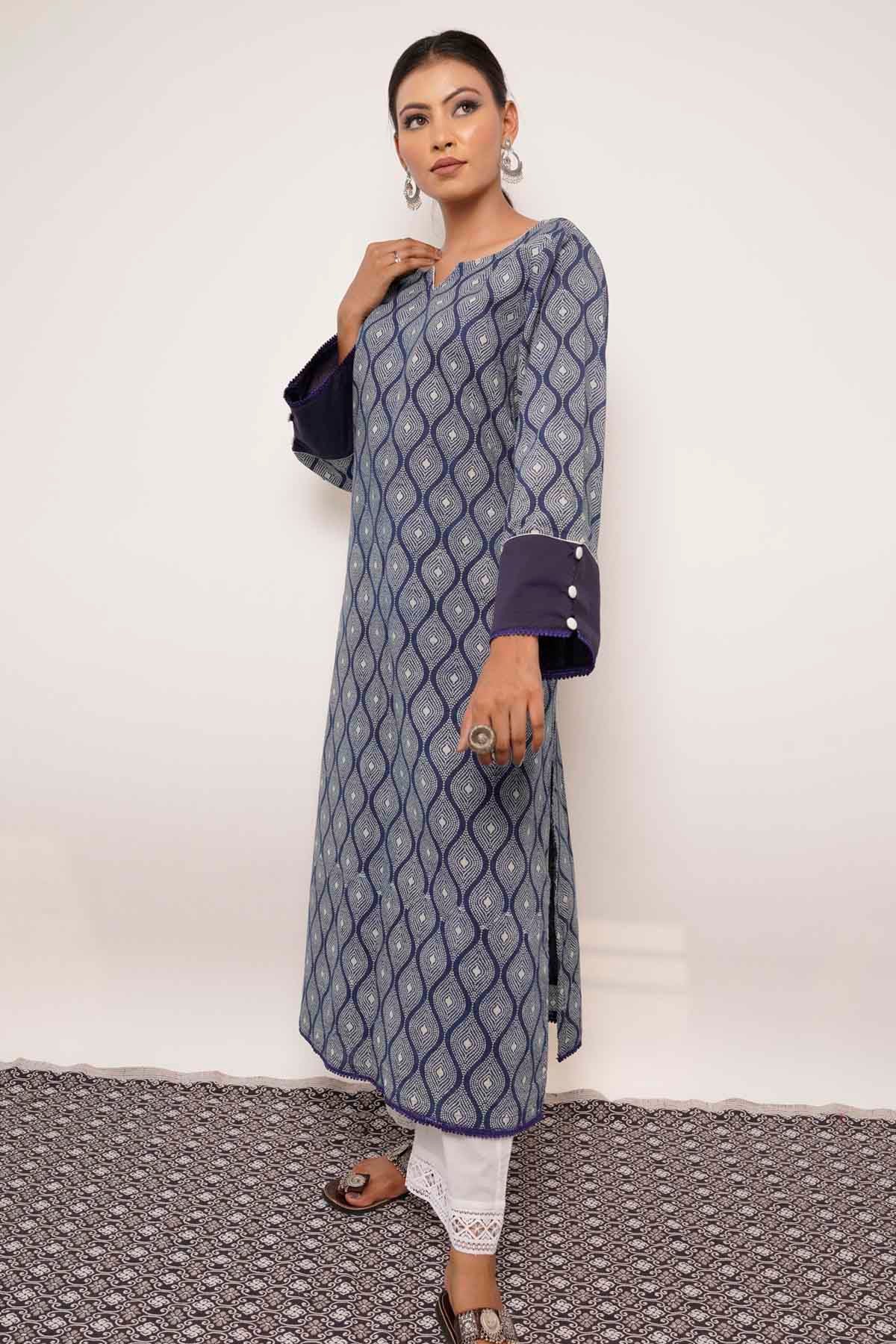 Indigo Embellished Kurta Set