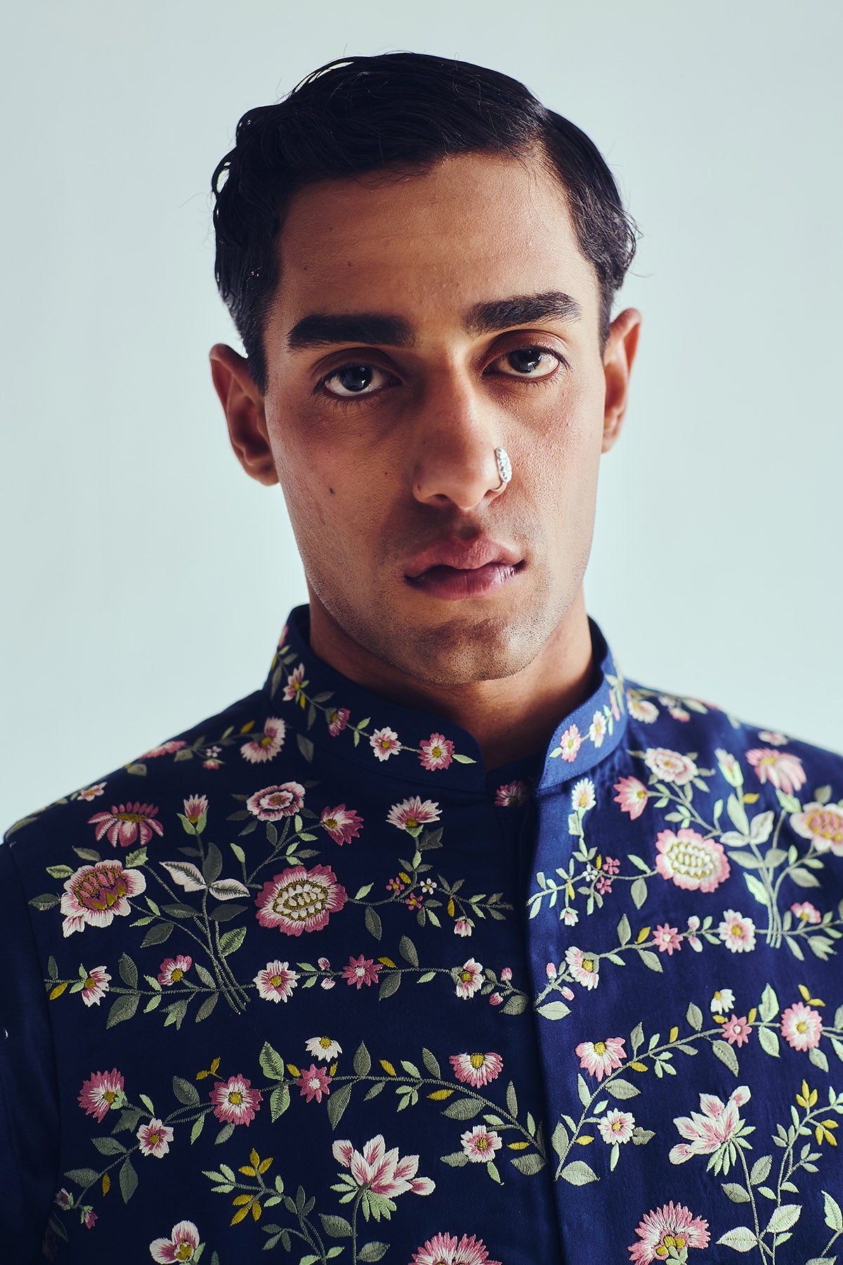 Indigo Embroidered Bundi Set