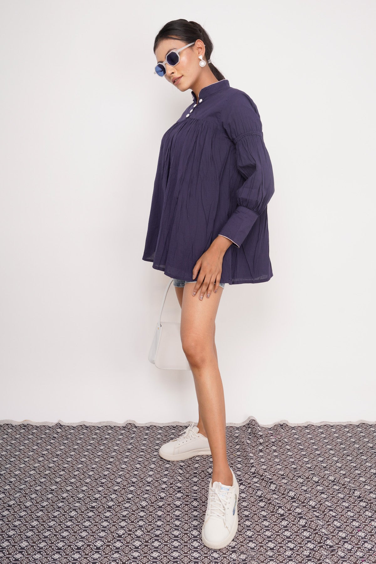 Indigo Full Sleeves Balloon Top