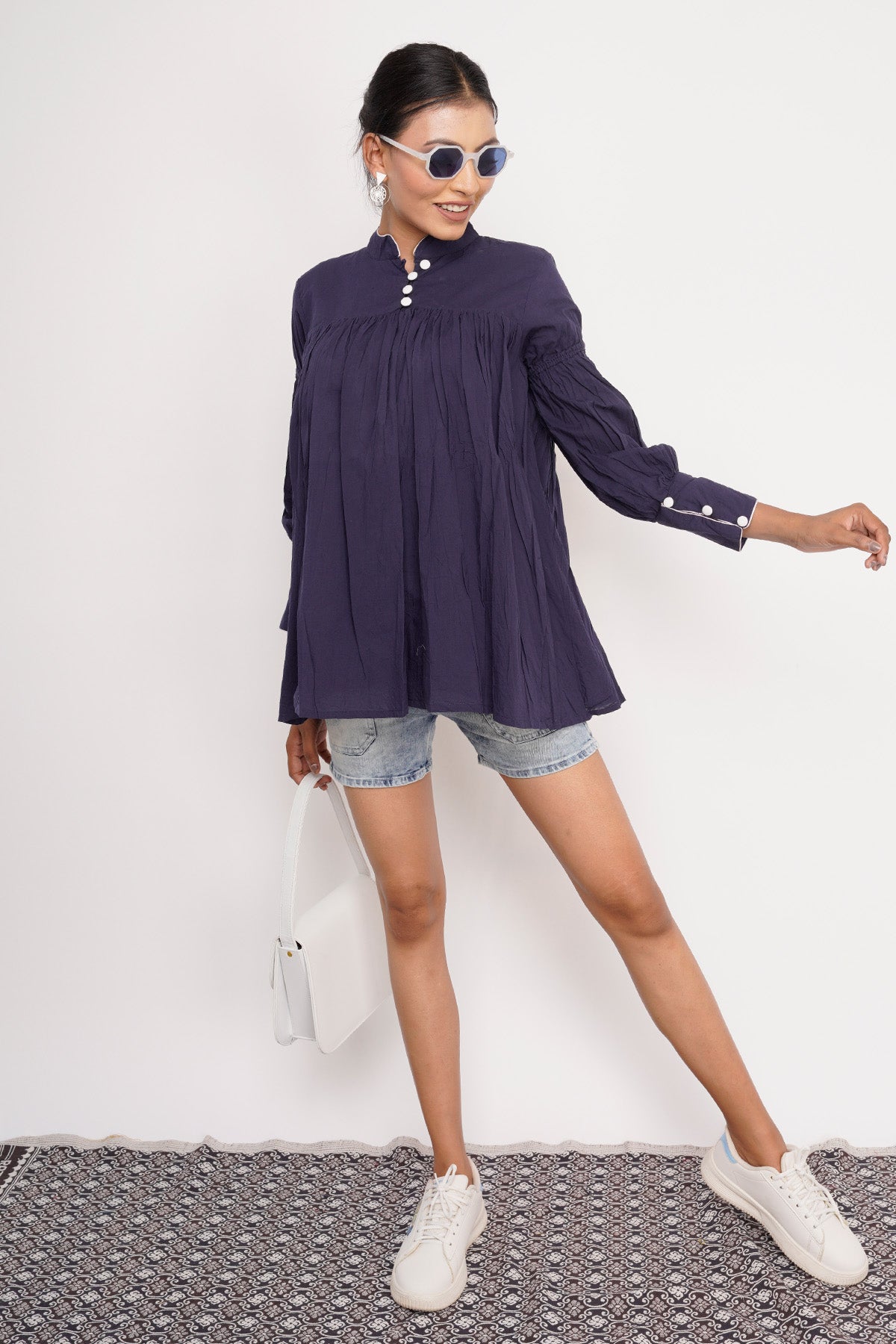 Indigo Full Sleeves Balloon Top