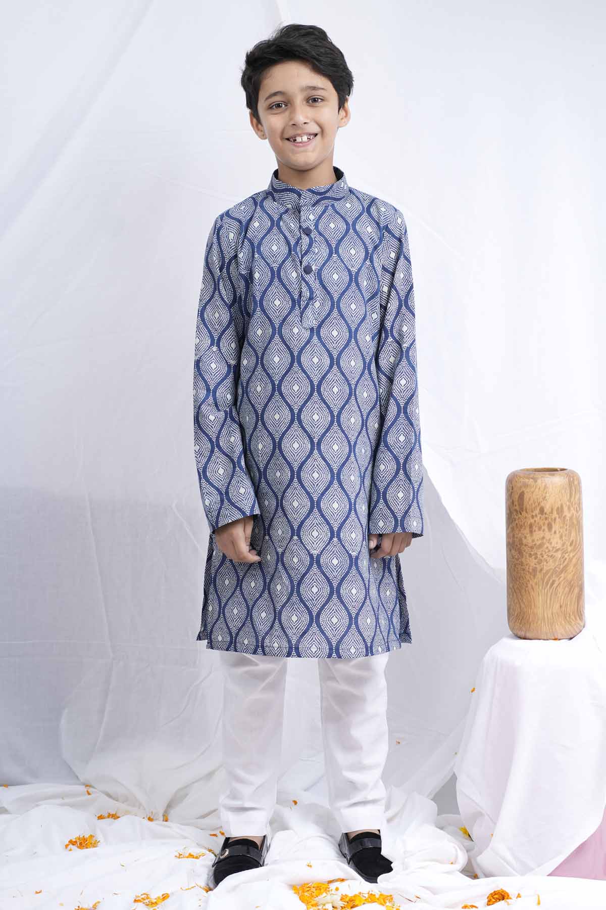 Buy Indigo Handblock Print Kurta Set Online