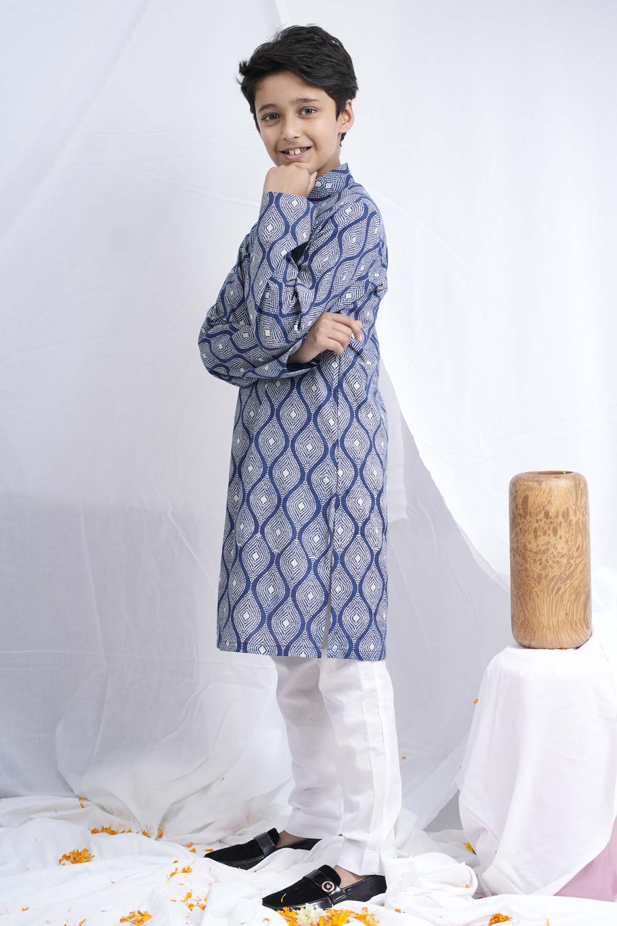 Indigo Handblock Print Kurta Set