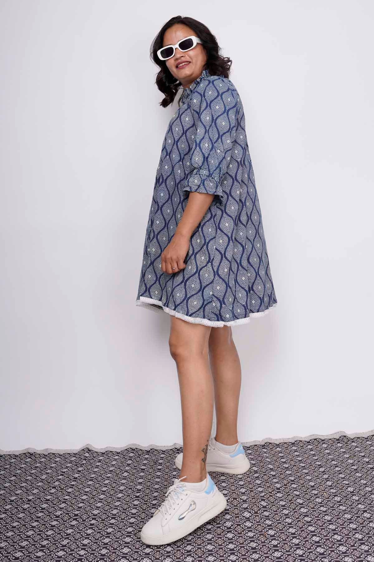 Indigo Handblock Printed Dress