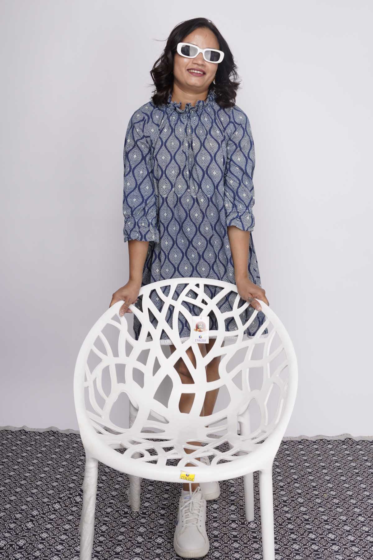 Indigo Handblock Printed Dress