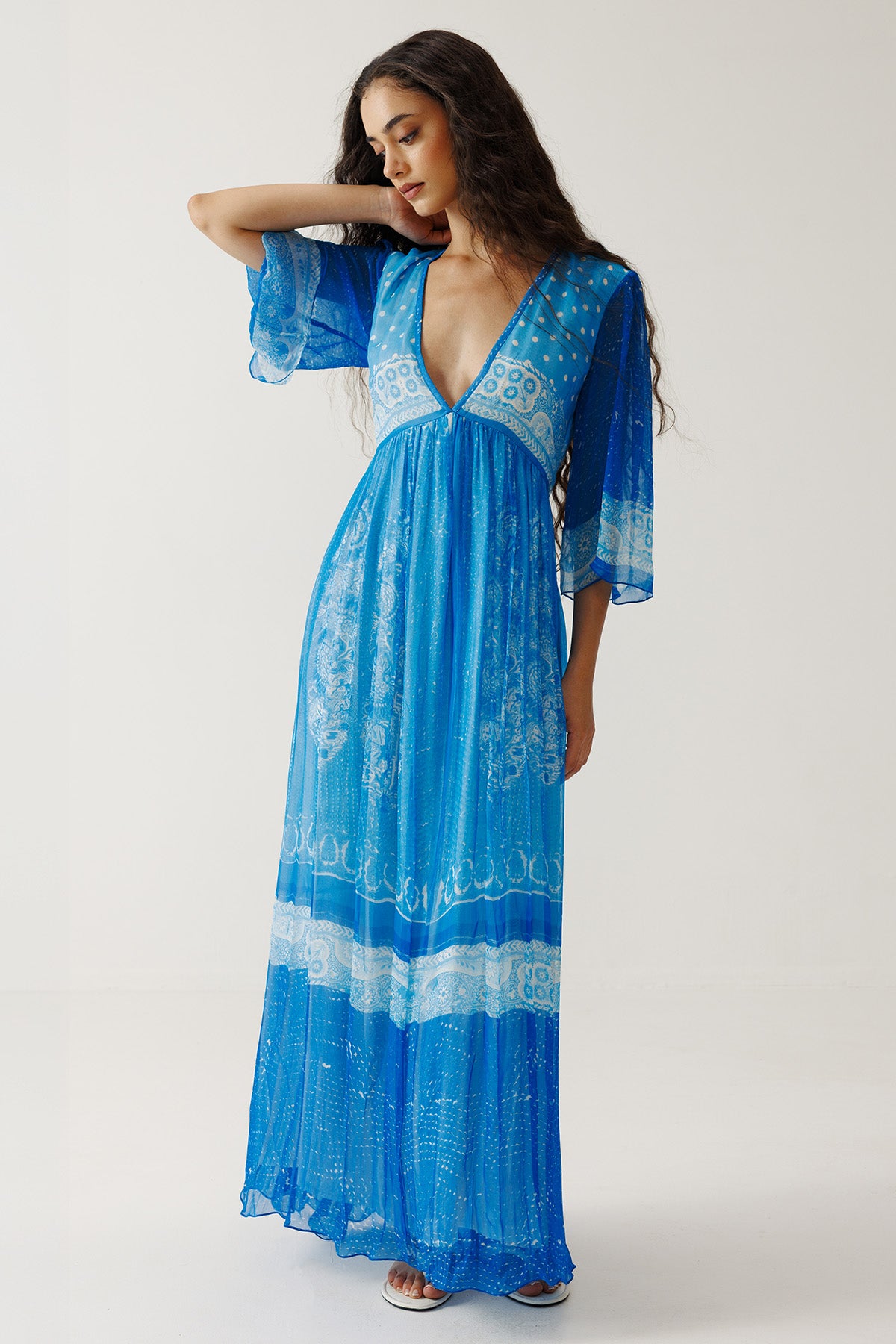 Indigo Paisley Print Maxi Dress