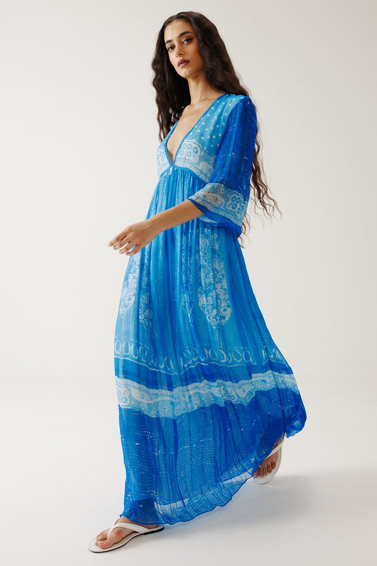 Indigo Paisley Print Maxi Dress
