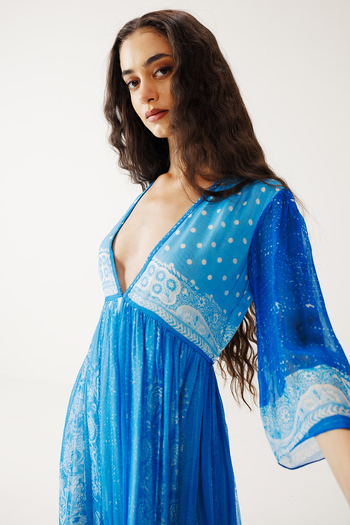 Indigo Paisley Print Maxi Dress