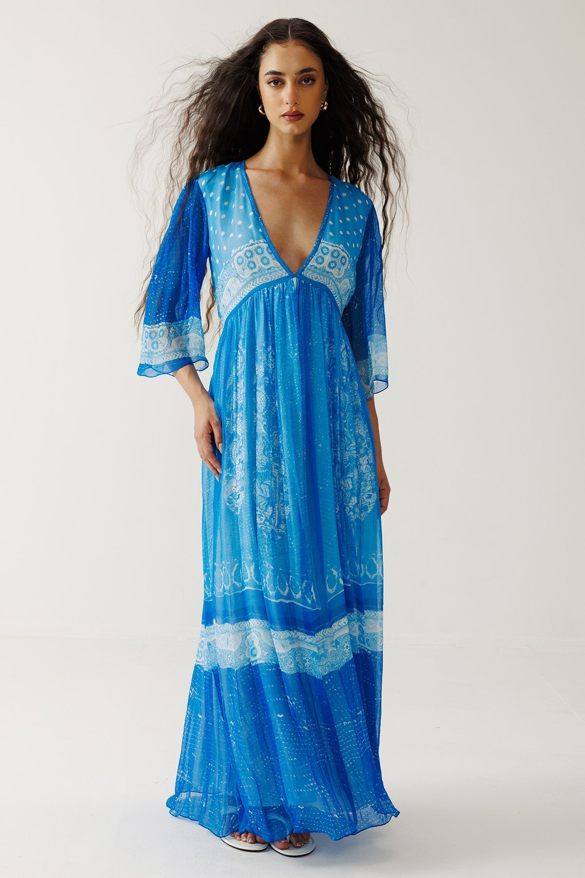 Buy Indigo Paisley Print Maxi Dress for women by Reena Sharma online available at scrollnshops