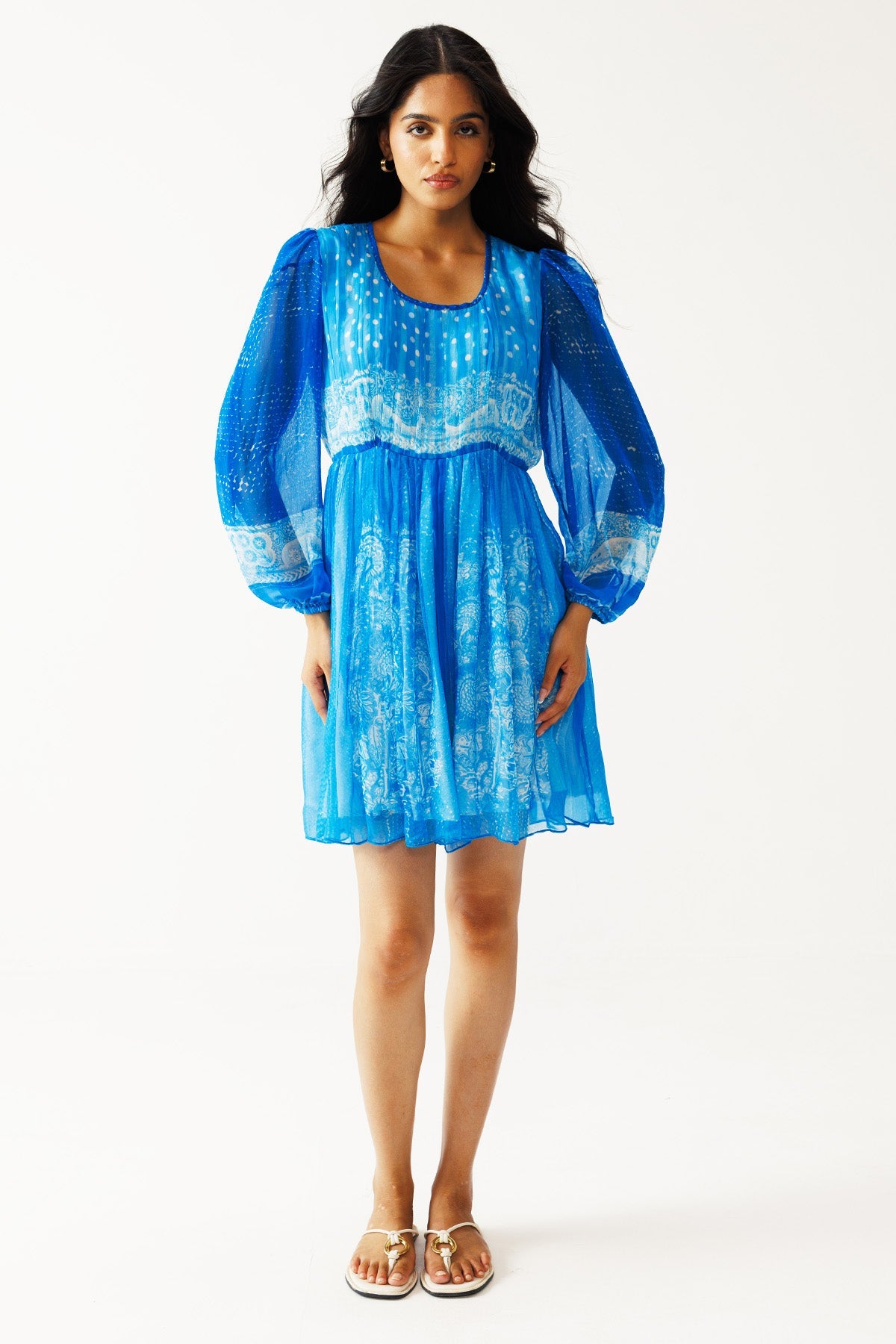 Buy Indigo Paisley Print Mini Dress for women by Reena Sharma online available at scrollnshops
