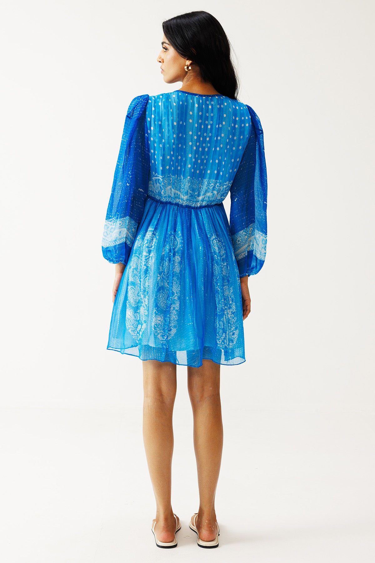 Indigo Paisley Print Mini Dress