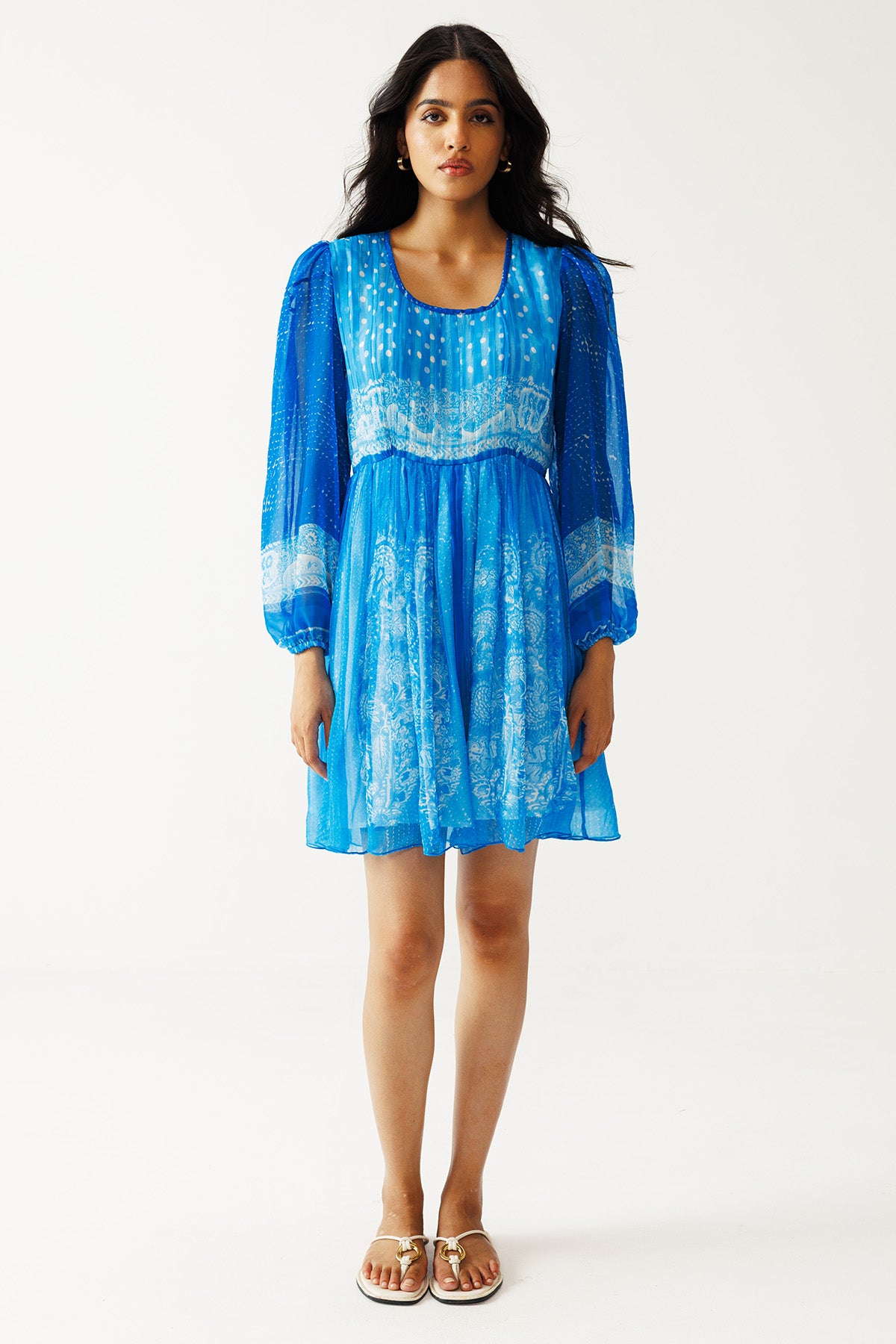 Indigo Paisley Print Mini Dress