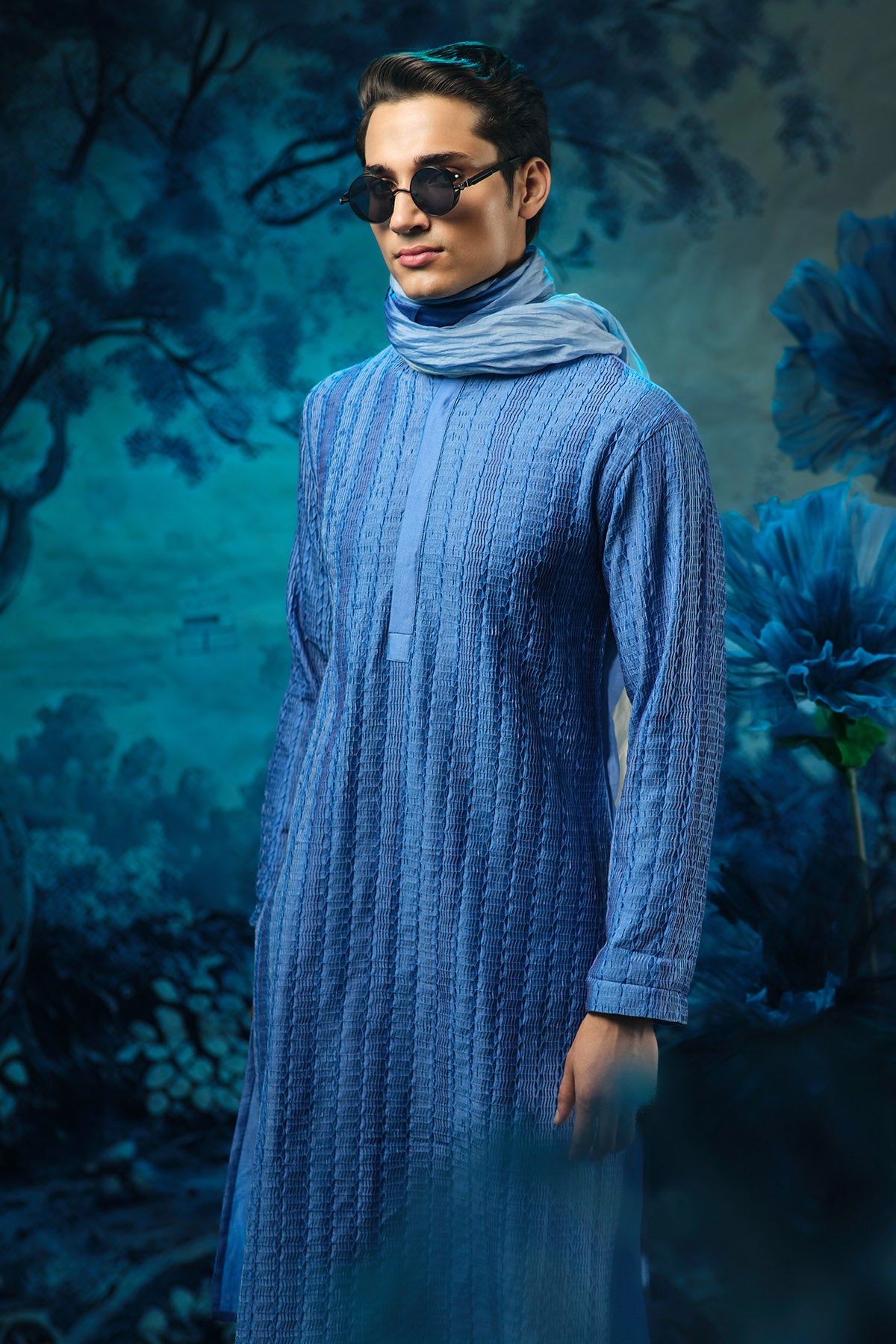 Indigo Pintuck Kurta & Pants