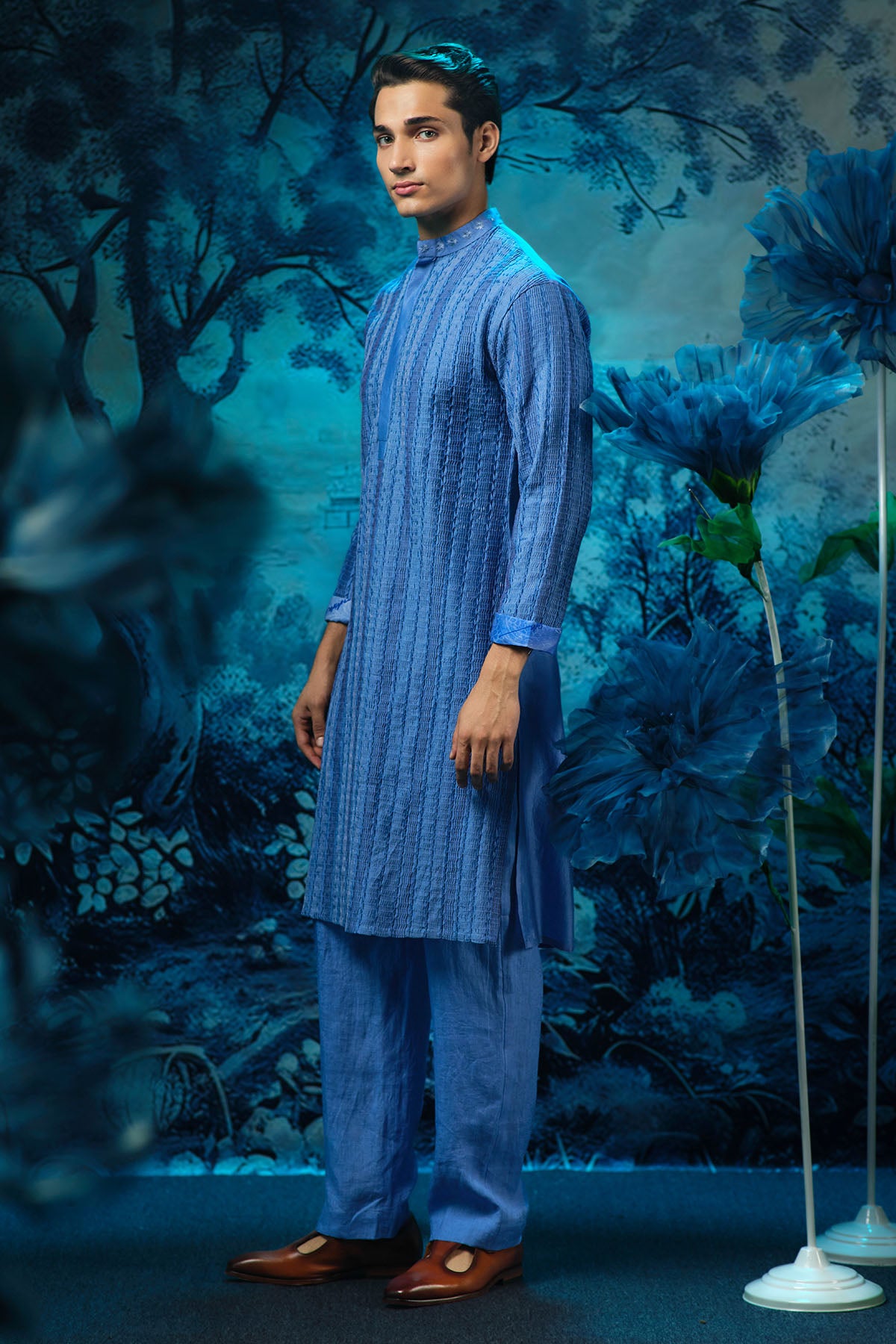 Indigo Pintuck Kurta & Pants