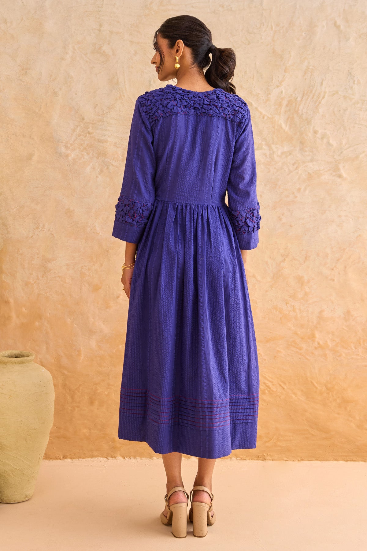 Indigo Textured Cotton Dress