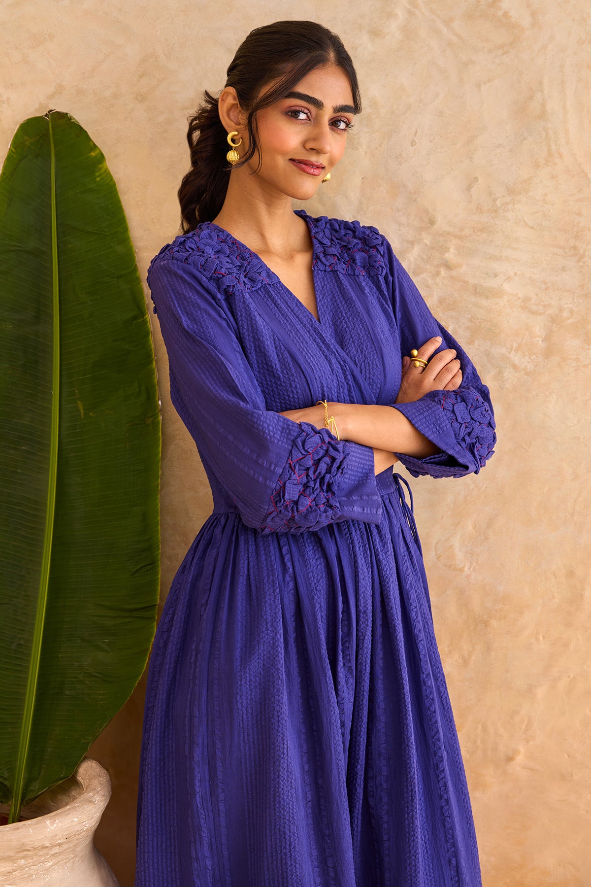 Indigo Textured Cotton Dress
