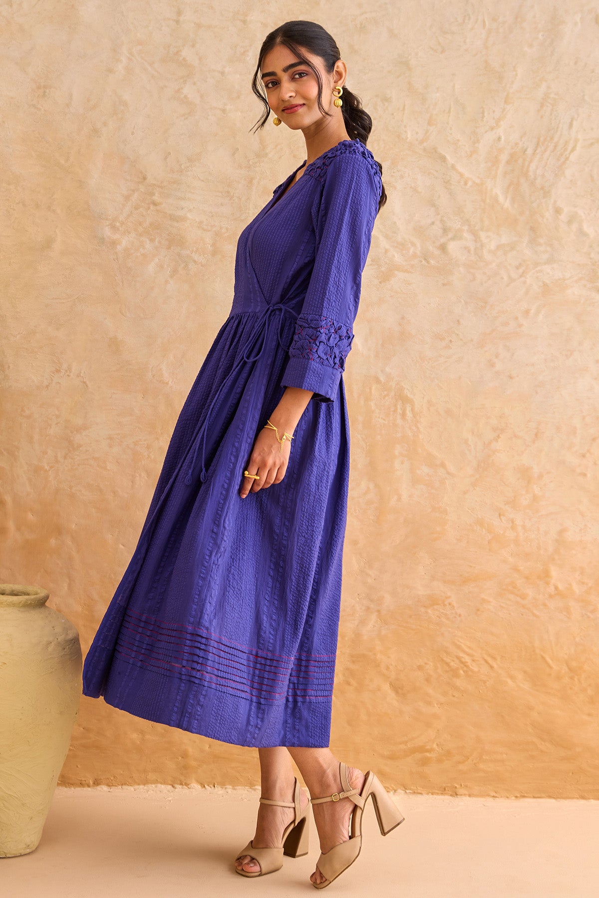Indigo Textured Cotton Dress