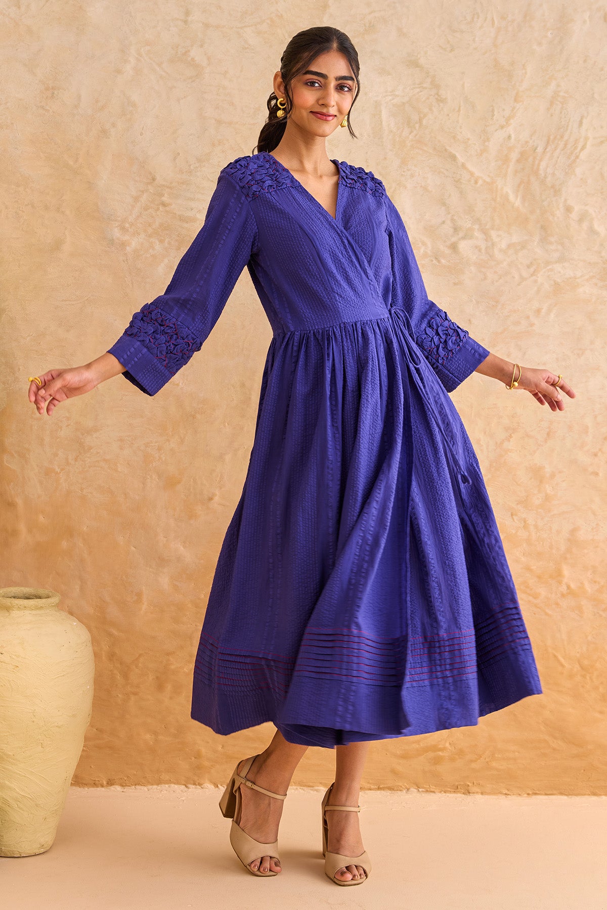 Indigo Textured Cotton Dress
